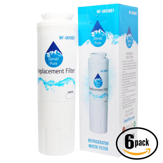 6-pack replacement for whirlpool gi0fsaxvy refrigerator water filter - compatible with whirlpool 4396395 fridge water filter cartridge - denali pure brand