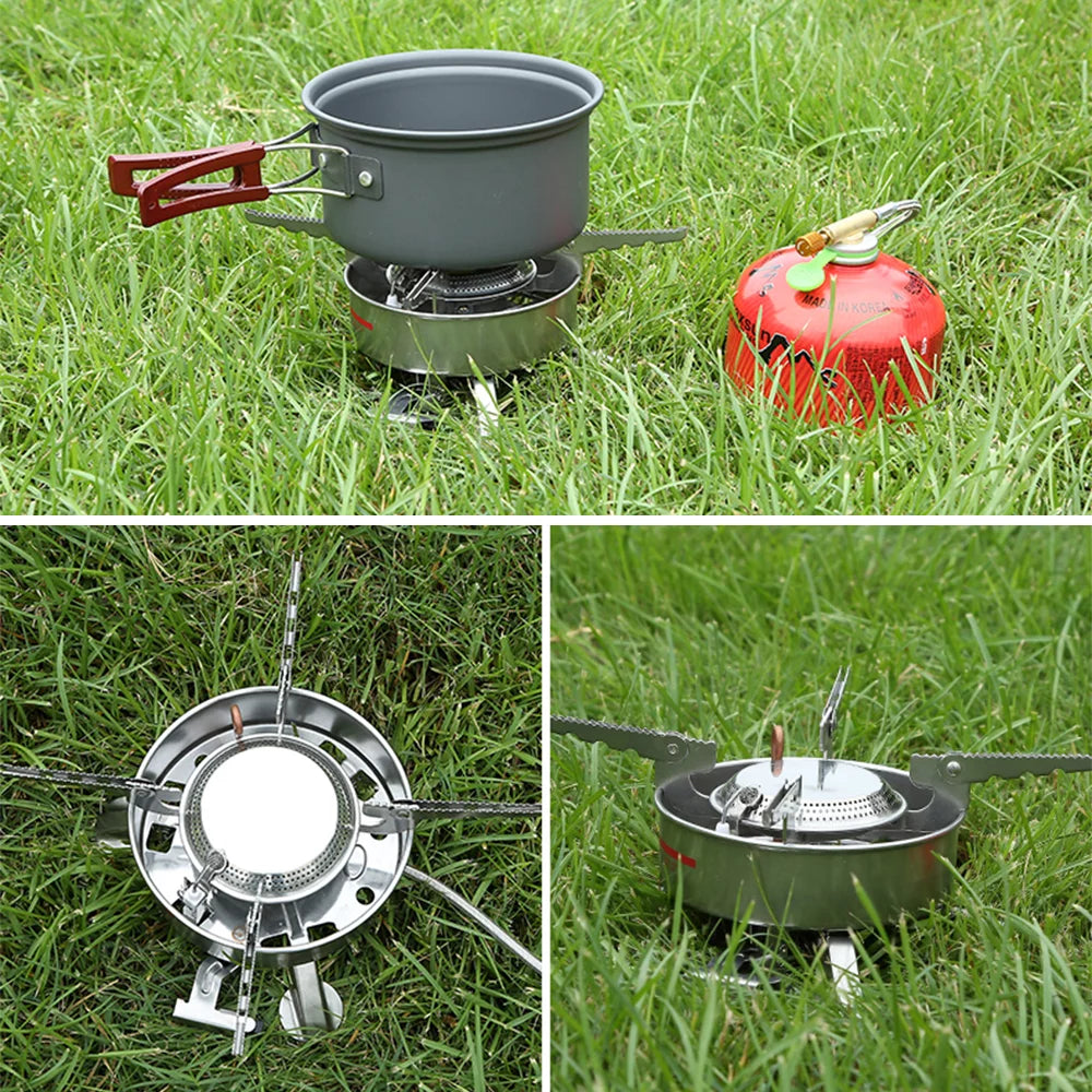 Andoer brs-10 outdoor portable camping picnic split-type stainless steel butane gas cooker big power large blaze