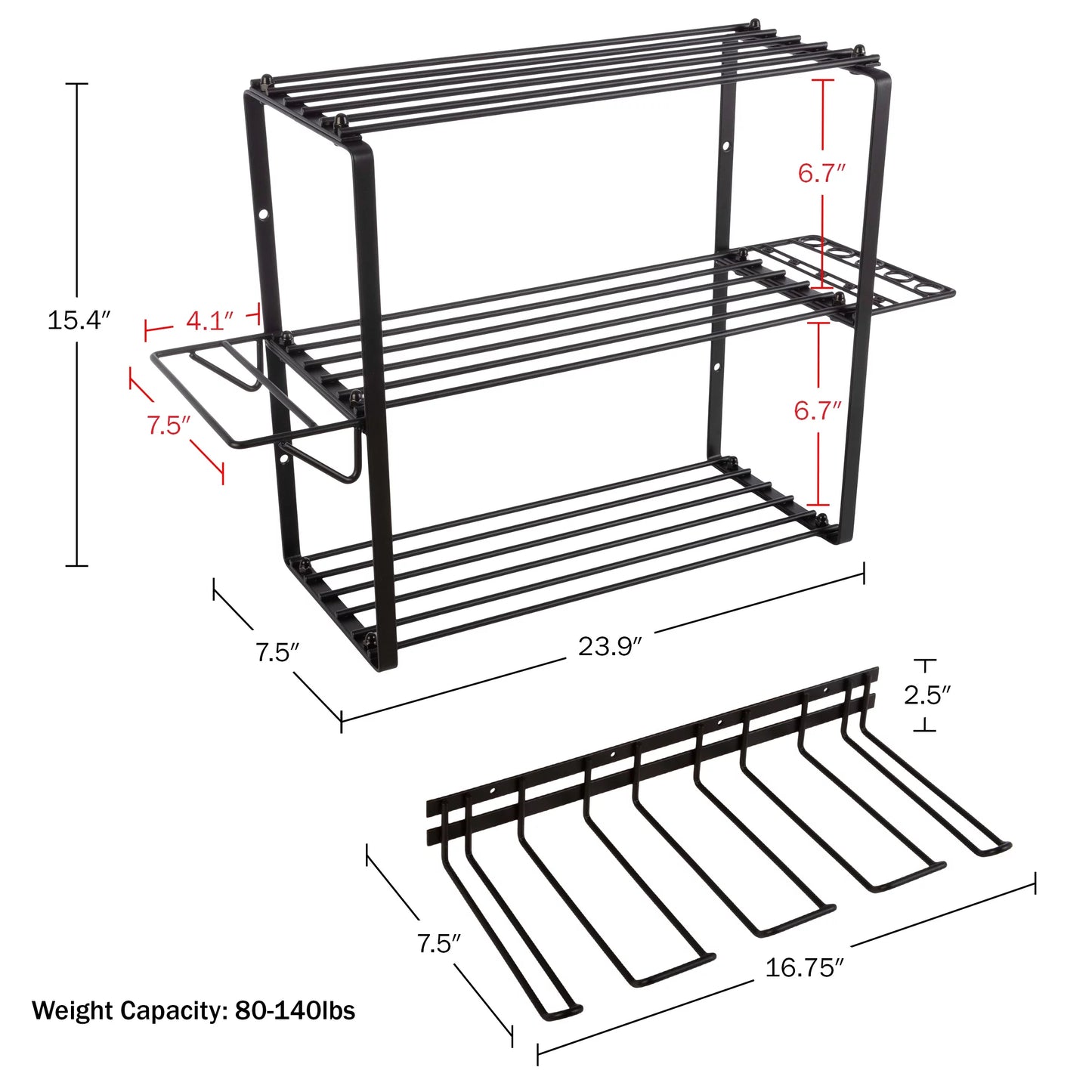 Stalwart power tool organizer - 4-tier garage shelving - 140lb max capacity