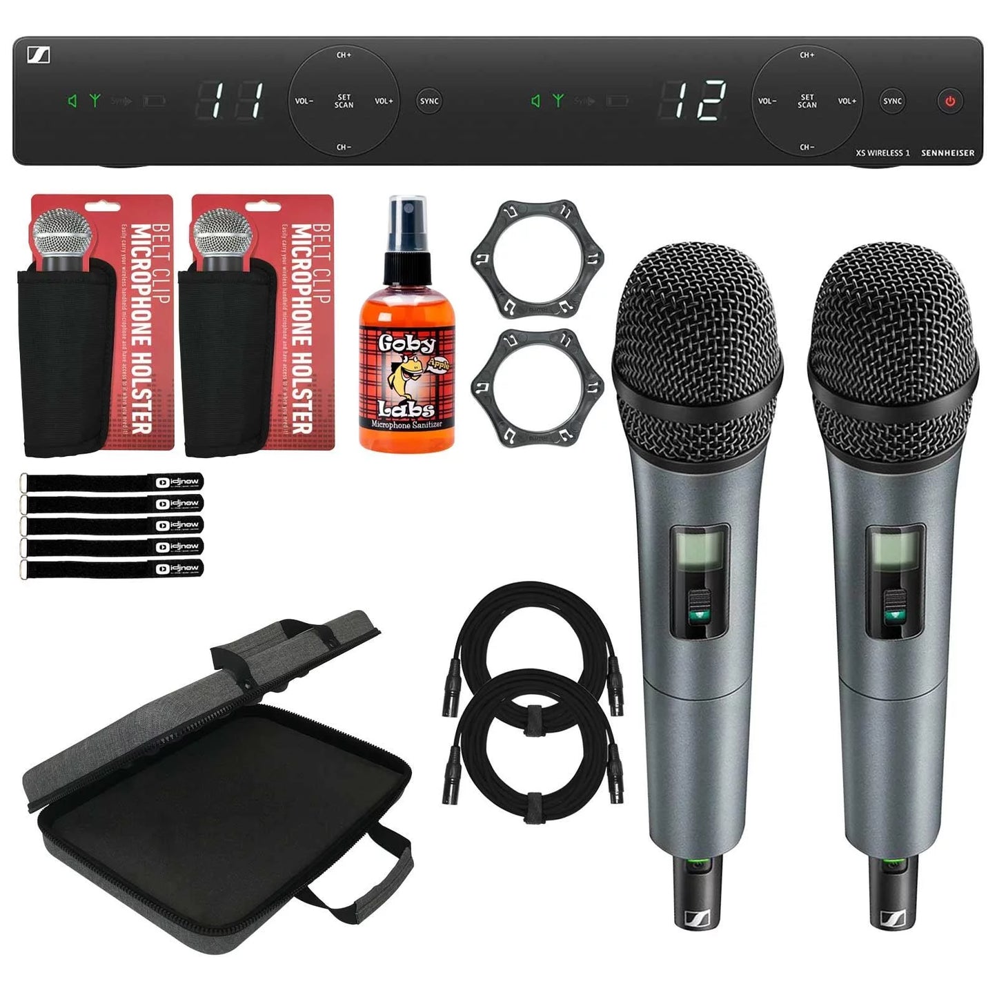 Sennheiser xsw 1-835 dual-a 2-channel wireless system with carry case & microphone sanitizer spray package