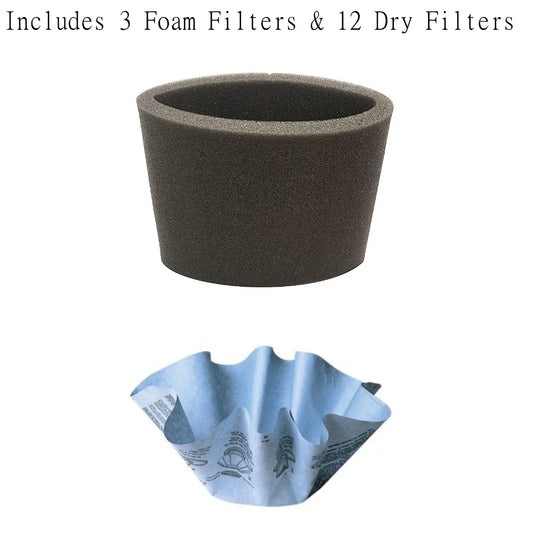 Shop-vac 901-07-62 paper disc filter- 12 paper disc filter + 3 foam