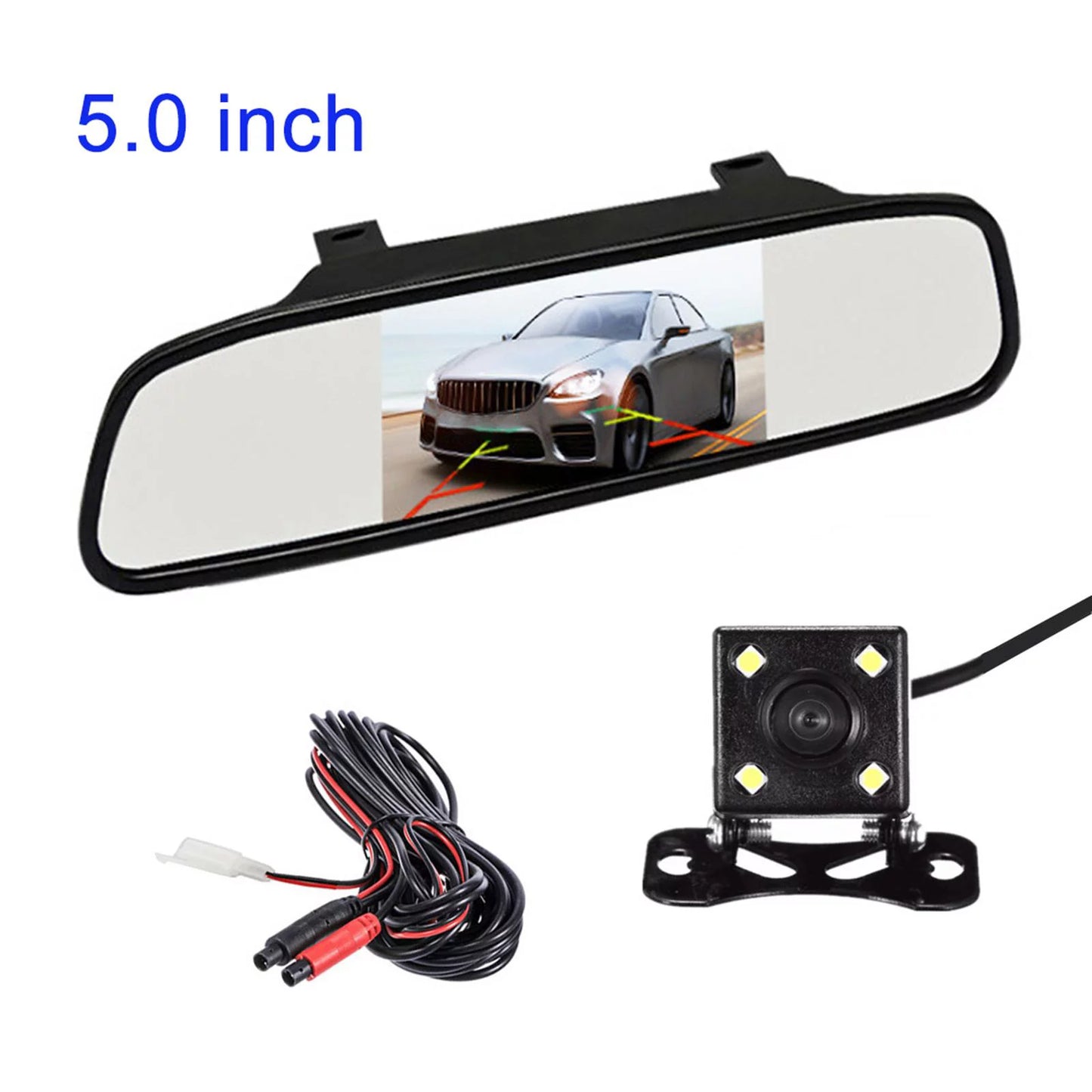 5 inch display car auto rearview mirror video monitor with reversing camera