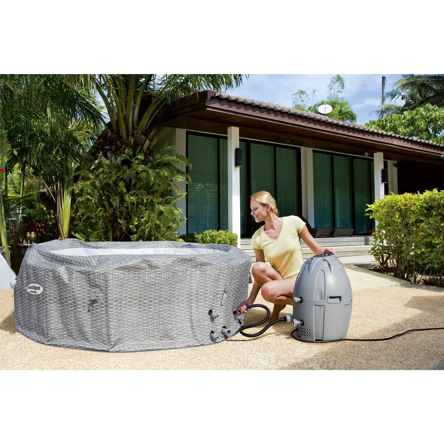 Bestway saluspa airjet inflatable hot tub and intex purespa removable seat