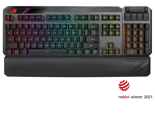 Asus ma02 rog claymore ii wireless modular gaming mechanical keyboard with rog rx blue switches, detachable numpad & wrist rest