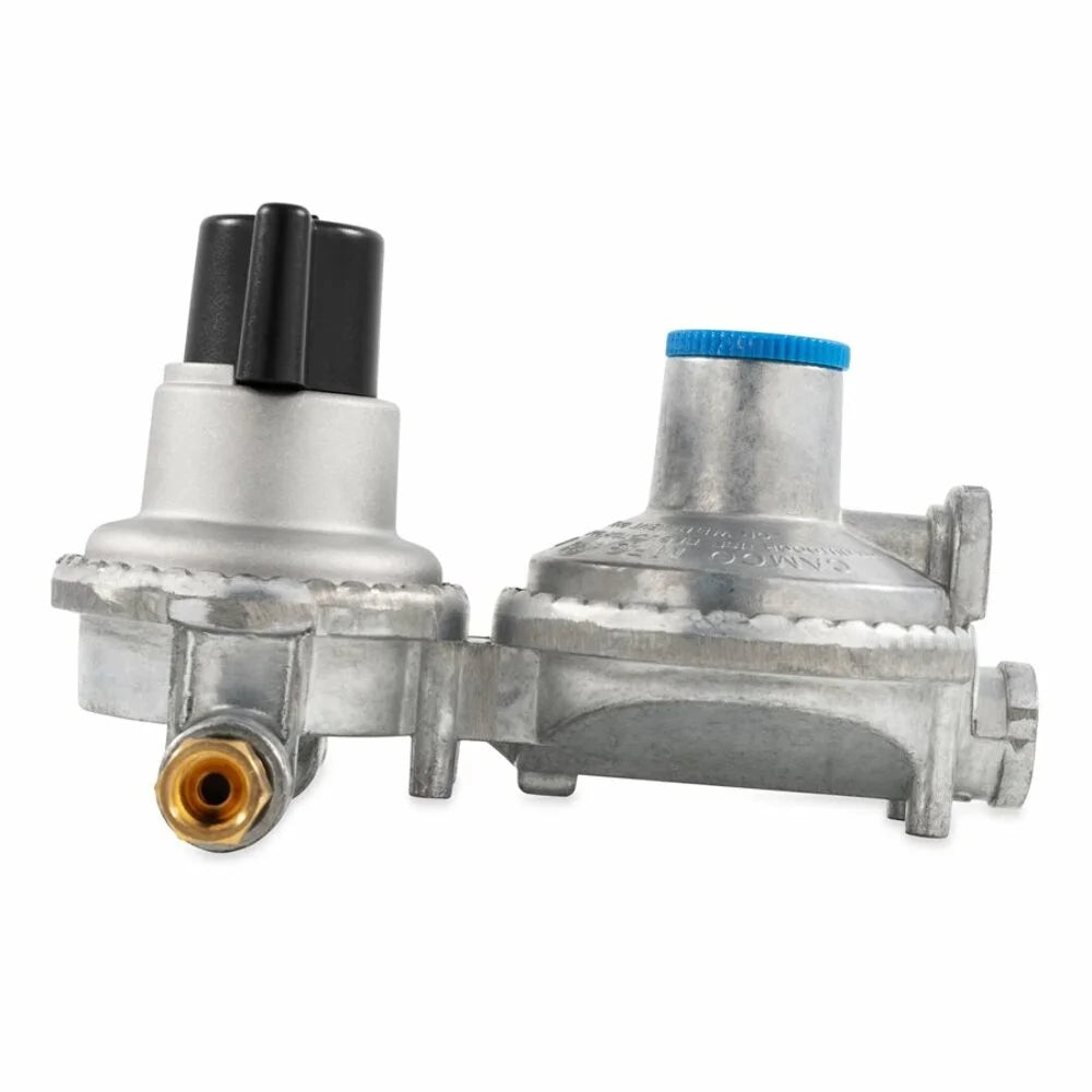 Camco propane double-stage auto-changeover regulator- for rvs with dual propane tank hookups, maintains a constant gas pressure with auto change from empty to full tanks (59005)