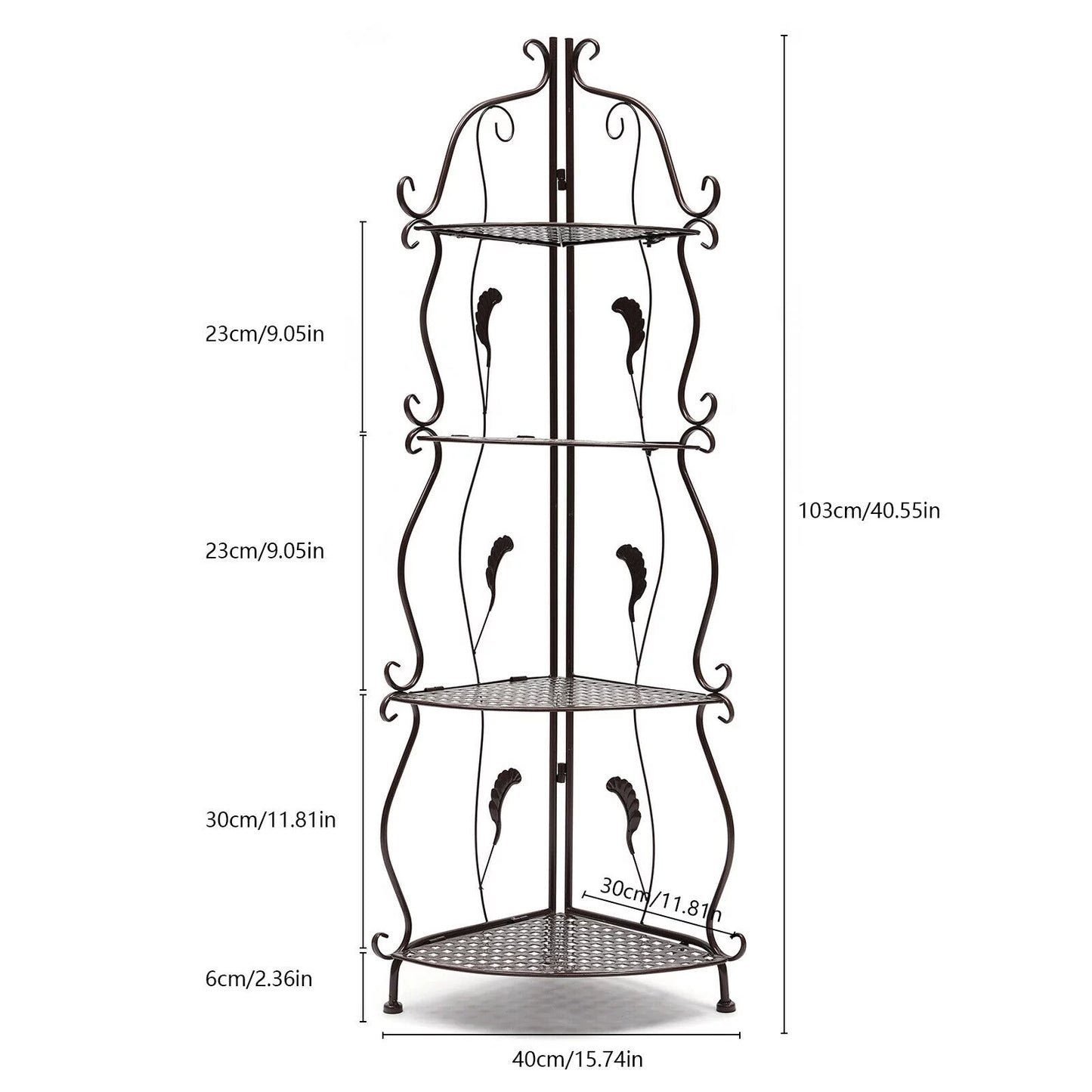 4-tier balcony plant pot rack corner storage shelf folding flower stand