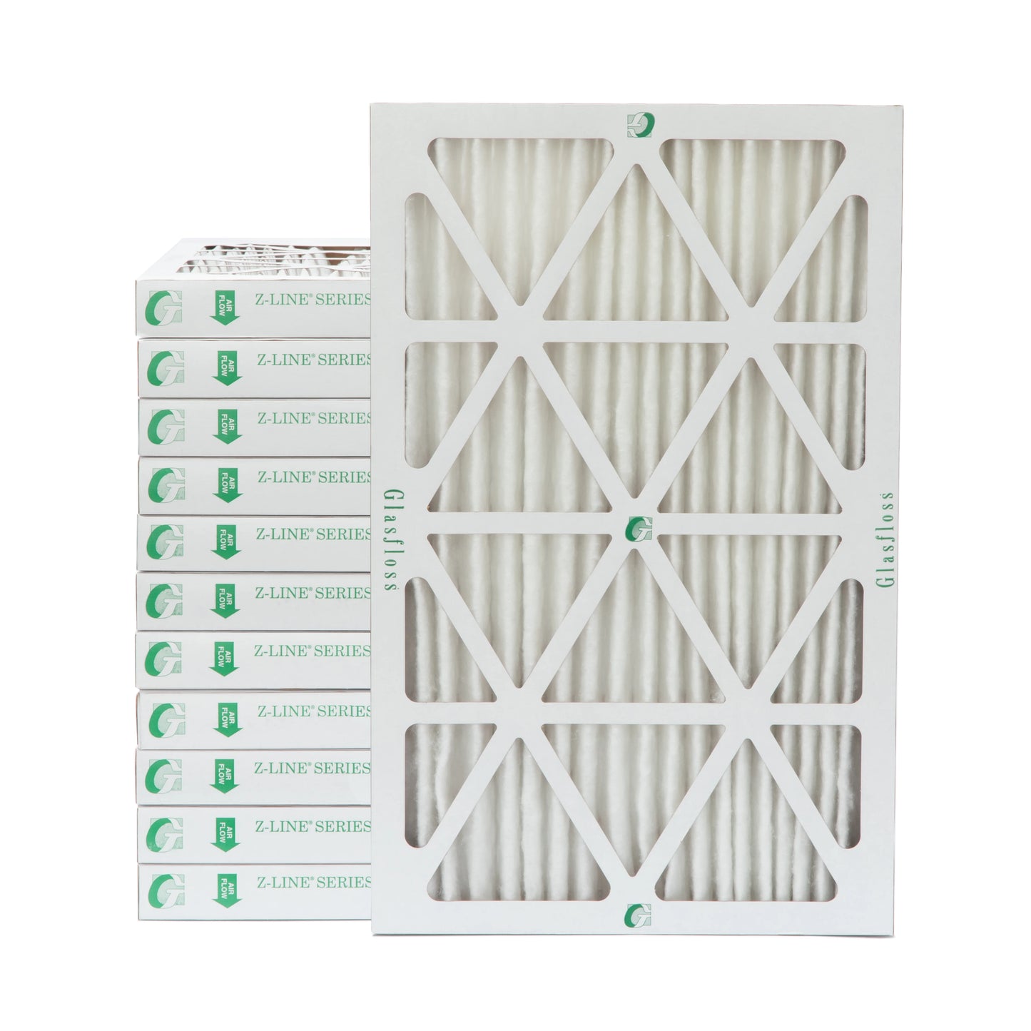 12 pack of 18x25x2 merv 13 pleated 2" inch air filters by glasfloss. actual size: 17-1/2 x 24-1/2 x 1-3/4