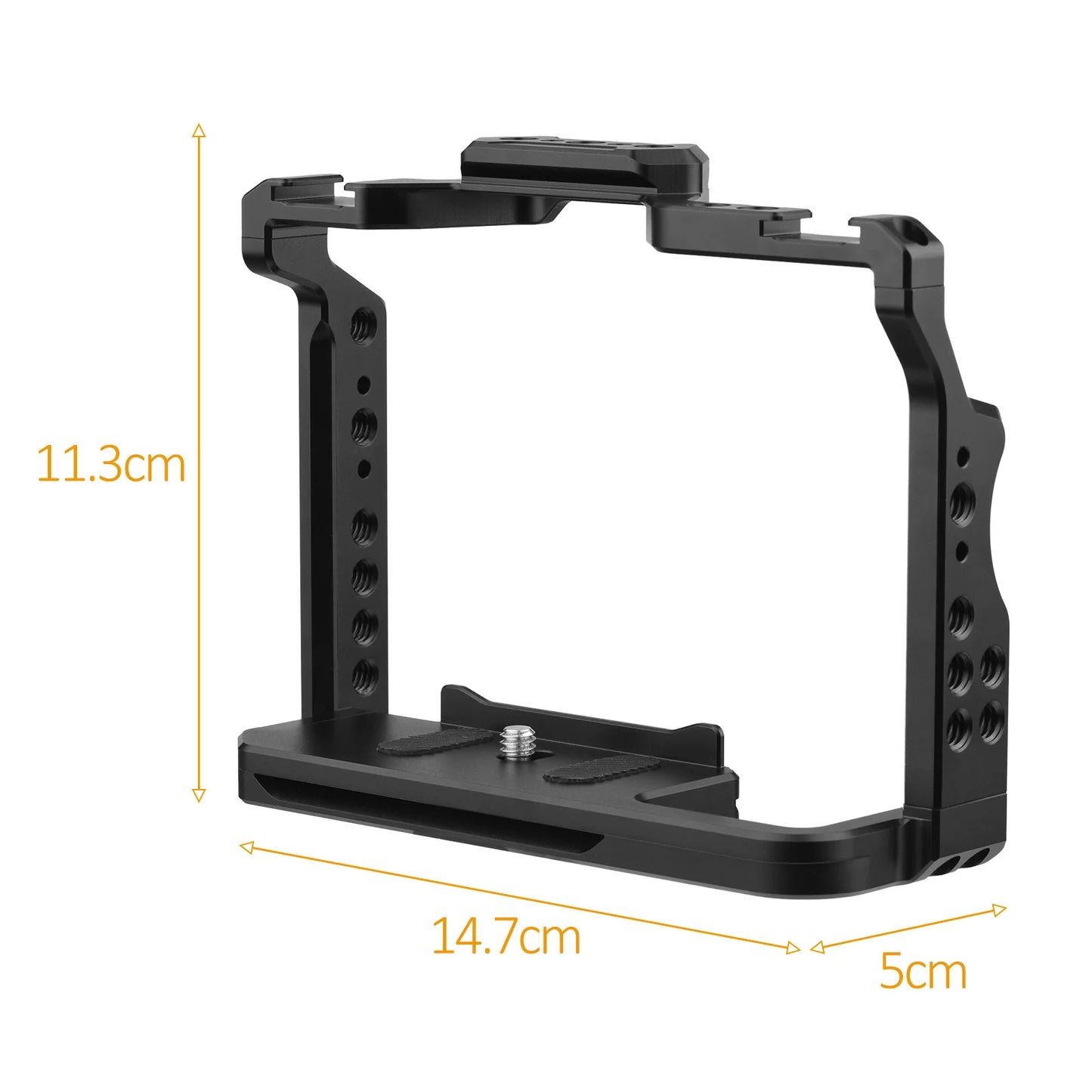 Andoer  cage aluminum alloy video cage with dual cold shoe mounts numerous 14 inch threads replacement for sony a7iv/ a7iii/ a7ii/ a7r iii/ a7r ii/ a7s ii