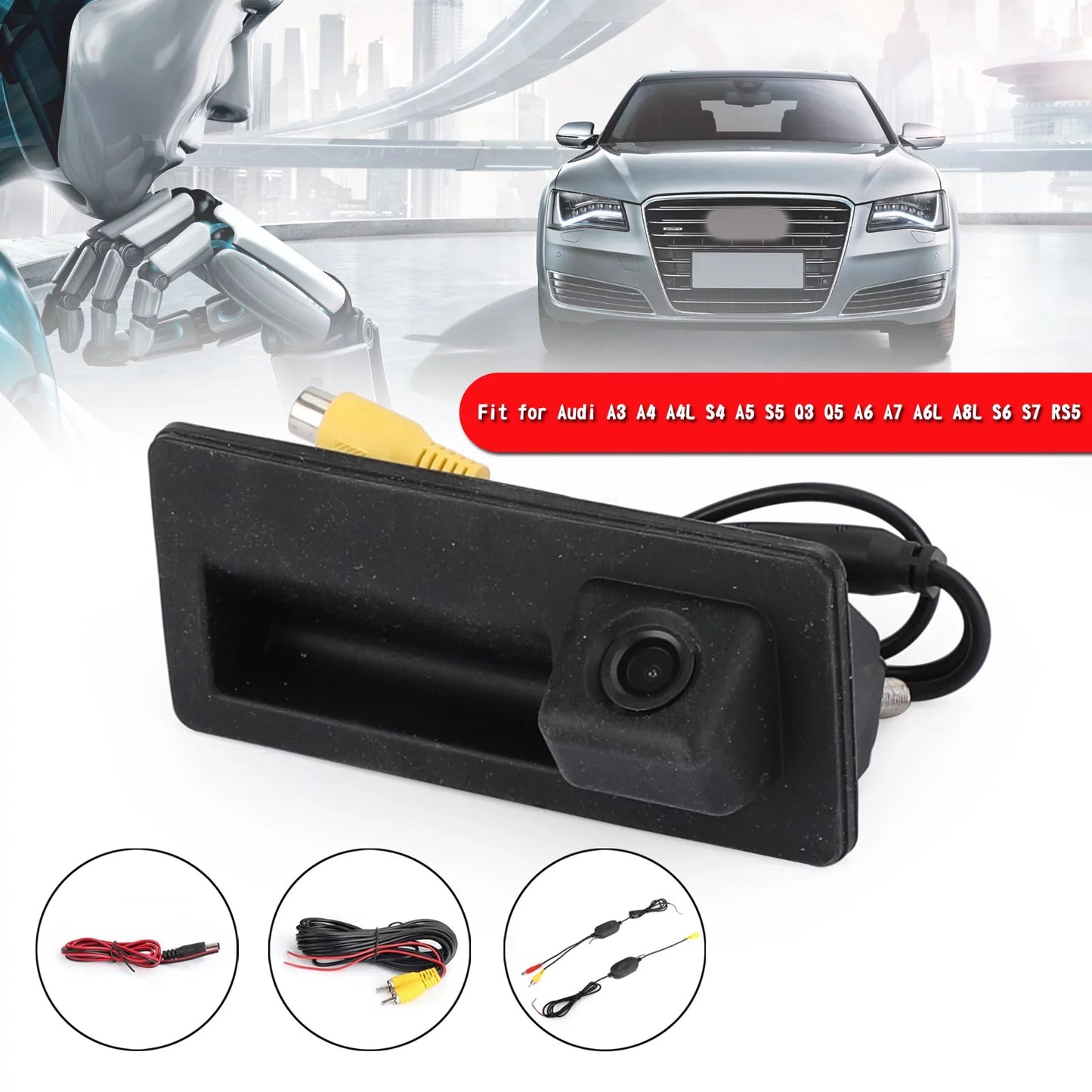 Wireless car rear view handle camera fit for a3 a4 a4l s4 a5 s5 q3 q5 a6 a7 a8