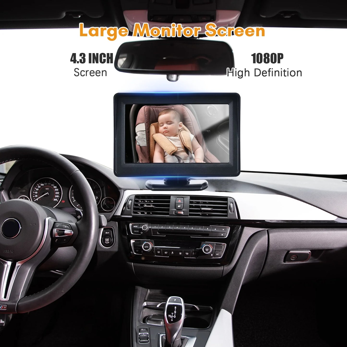 Anself invigilator baby car mirror camera with 150° wide view for rear facing seat and 1080p hd video display