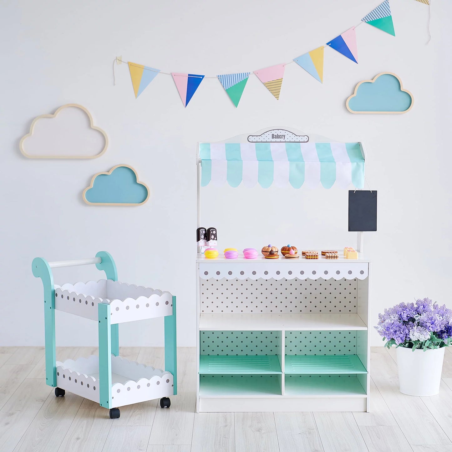 Teamson kids my dream bakery shop and pastry cart wooden play set