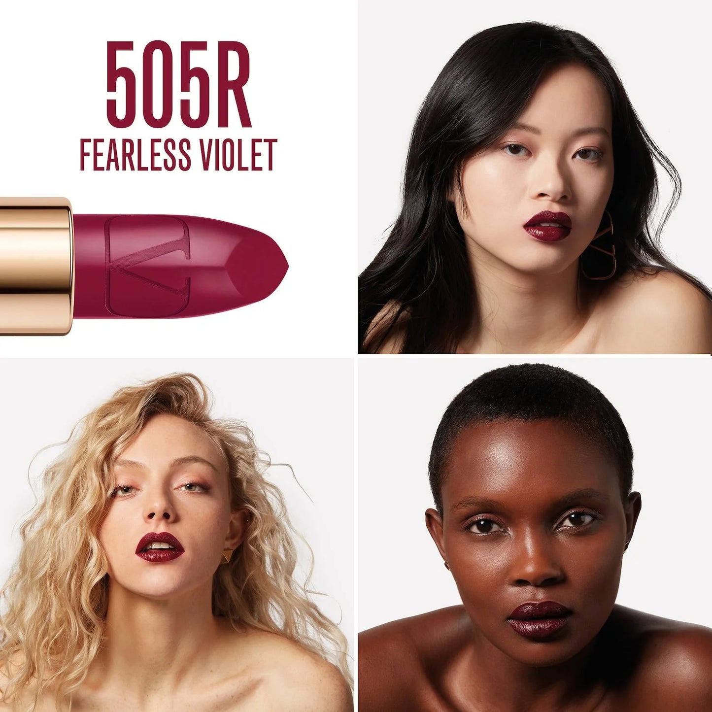 Valentino rosso valentino high pigment refillable lipstick - 505r fearless violet - deep berry