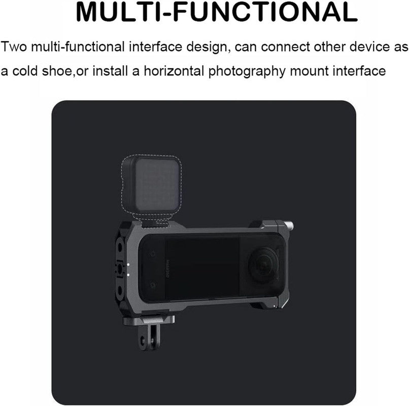 Aluminum alloy utility frame cage for insta360 x3 cold shoe bezel mount protective case frame panoramic action camera accessories