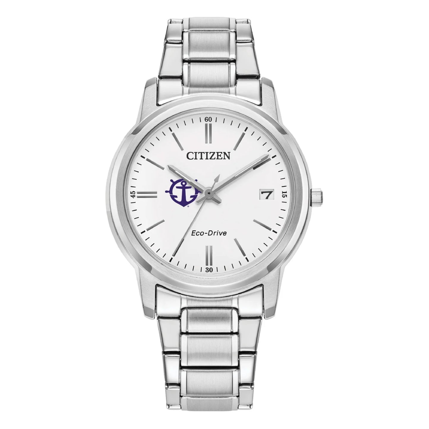 Women's citizen watch  silver portland pilots eco-drive white dial stainless steel watch