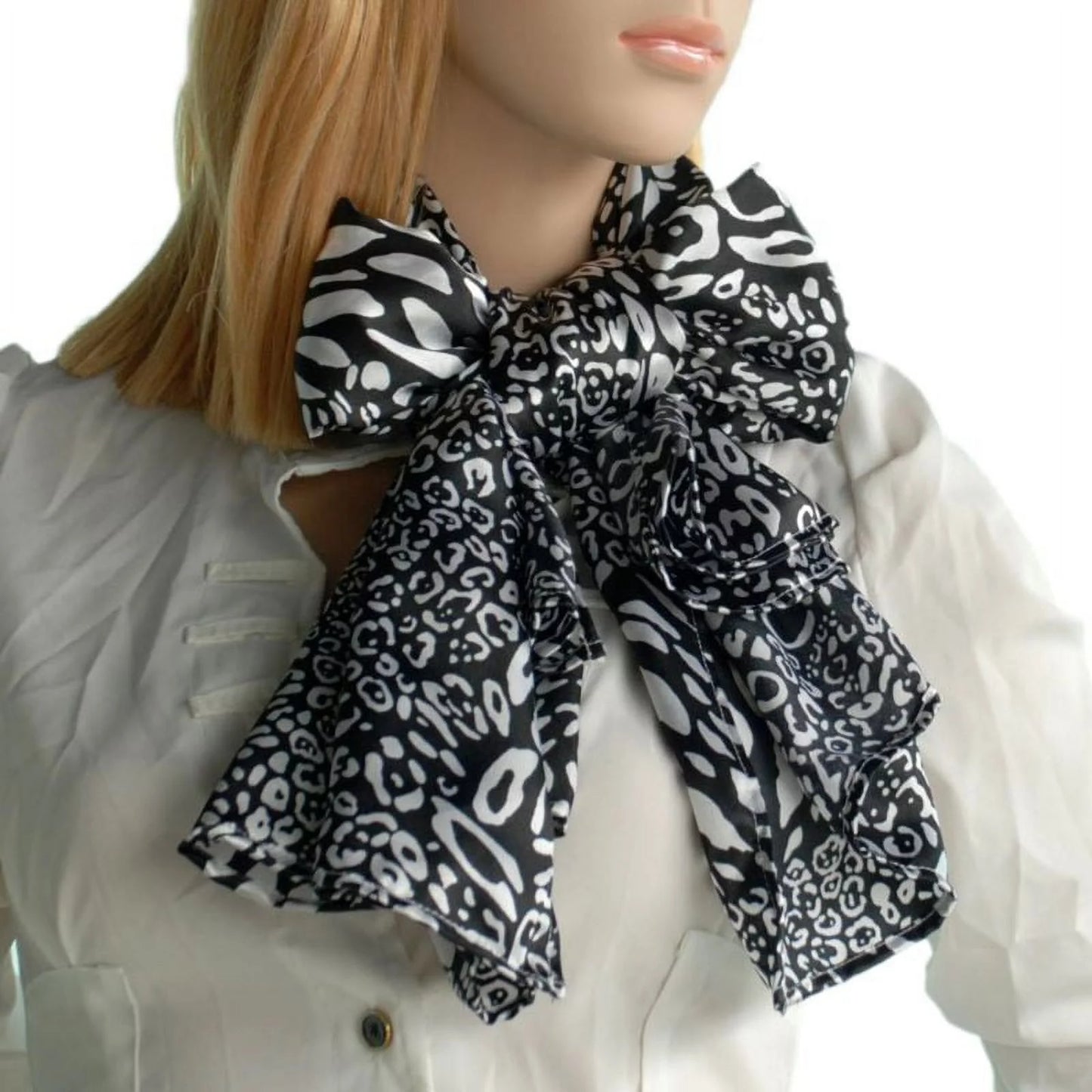 Blancho black & white distinctive leopard animal print fashion soft silk scarf/wrap/shawl(large)