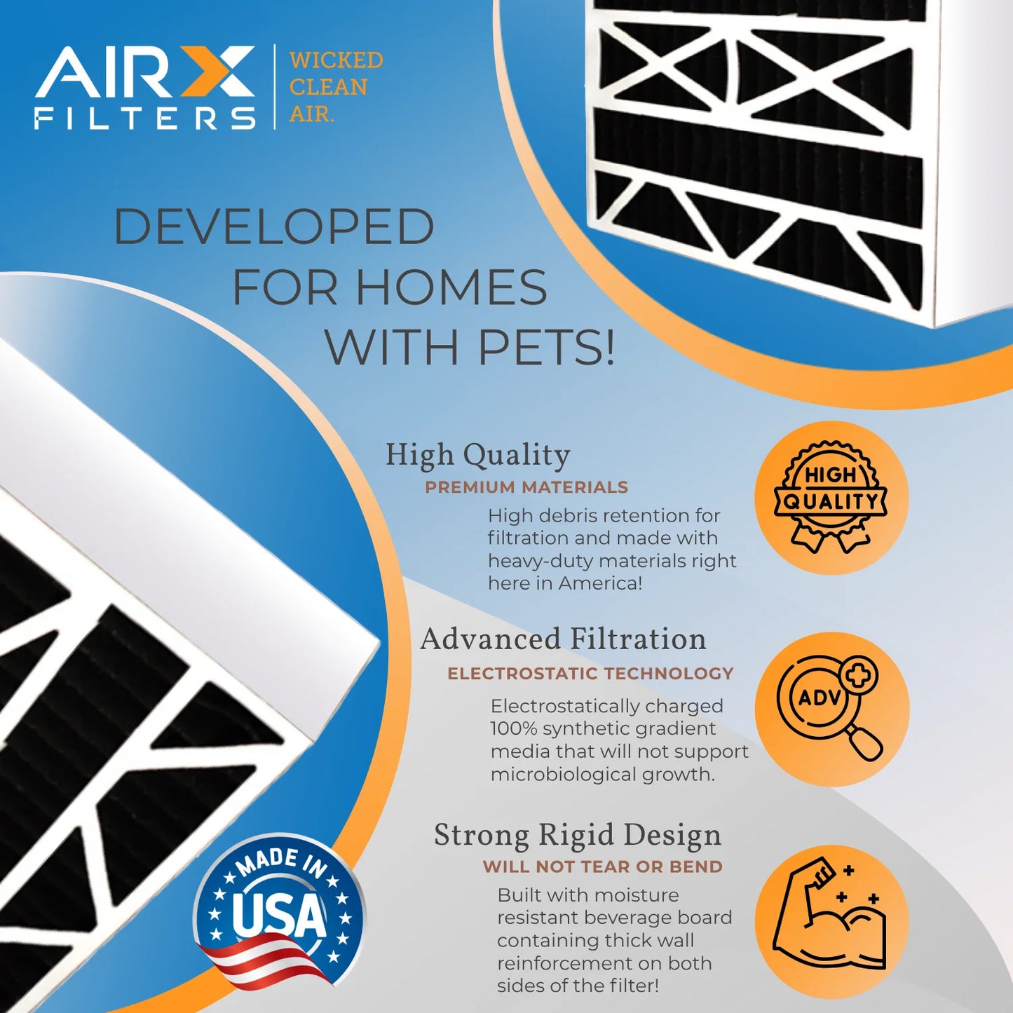 18x24x4 air filter odor eliminator carbon filter merv 8 comparable to mpr 700 & fpr 5 ac hvac premium usa made 18x24x4 furnace filters by airx filters wicked clean air. 6 pack