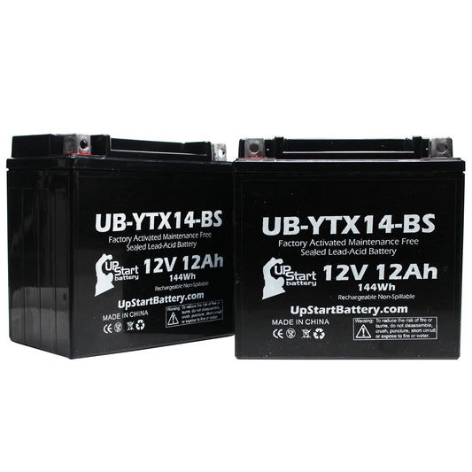 2-pack upstart battery replacement 2011 bmw f800st, gs 800 cc factory activated, maintenance free, motorcycle battery - 12v, 12ah, ub-ytx14-bs