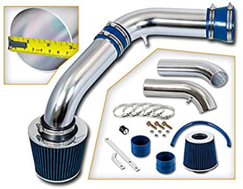 Rtunes racing short ram air intake kit + filter combo blue compatible for 02-07 dodge ram 1500 3.7 4.7l / 03-07 dodge ram 1500 2500 3500 5.7l