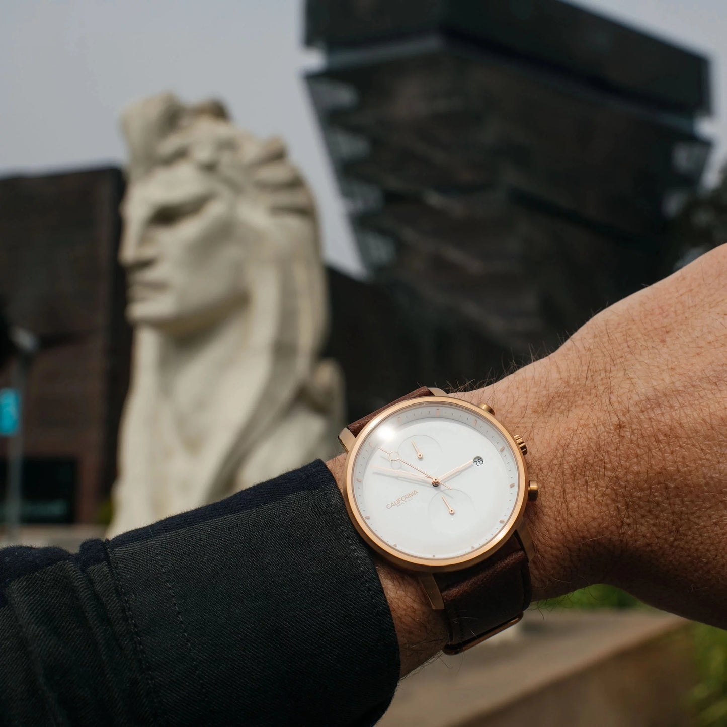 California watch co. golden gate chrono leather rose gold white