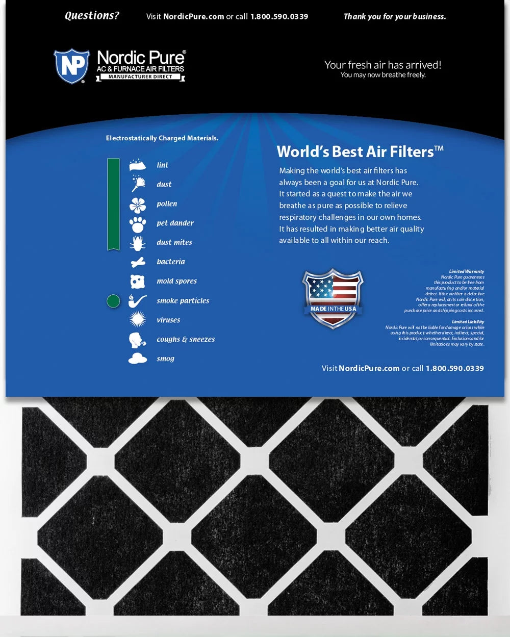 15x20x1 (14_1/2x19_1/2) pure green plus carbon eco-friendly air filters 3 pack