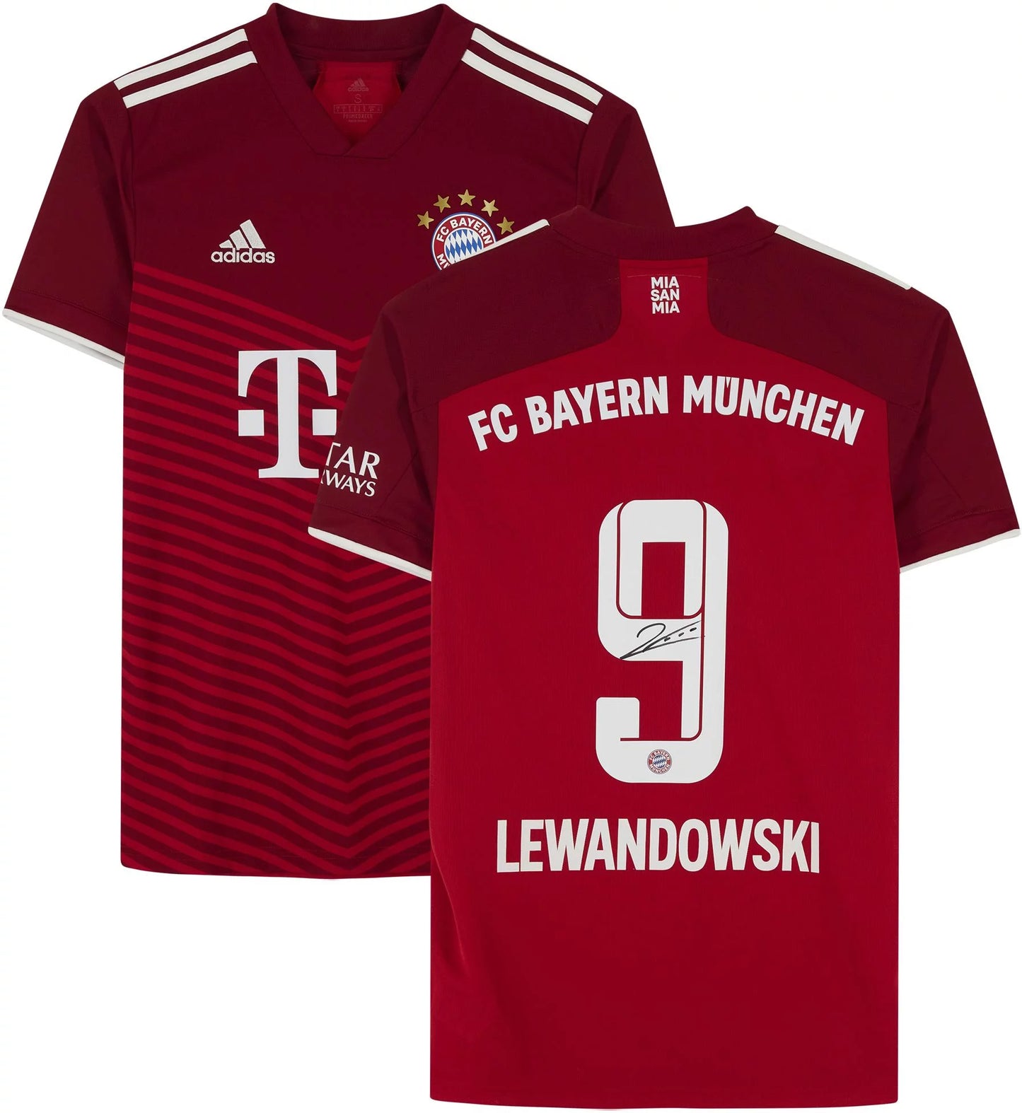 Robert lewandowski bayern munich autographed adidas 2021 -2022 red jersey - fanatics authentic certified