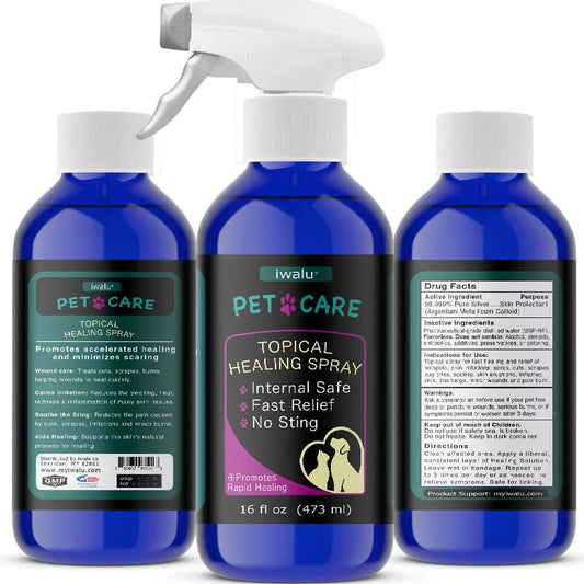 Allergy medication for dog cat itchy skin relief dog skin and coat supplement anti itch relief anti hot spot paw cleaner soother treatment best dog moisturizer for dry skin pet wound care spray (16oz)