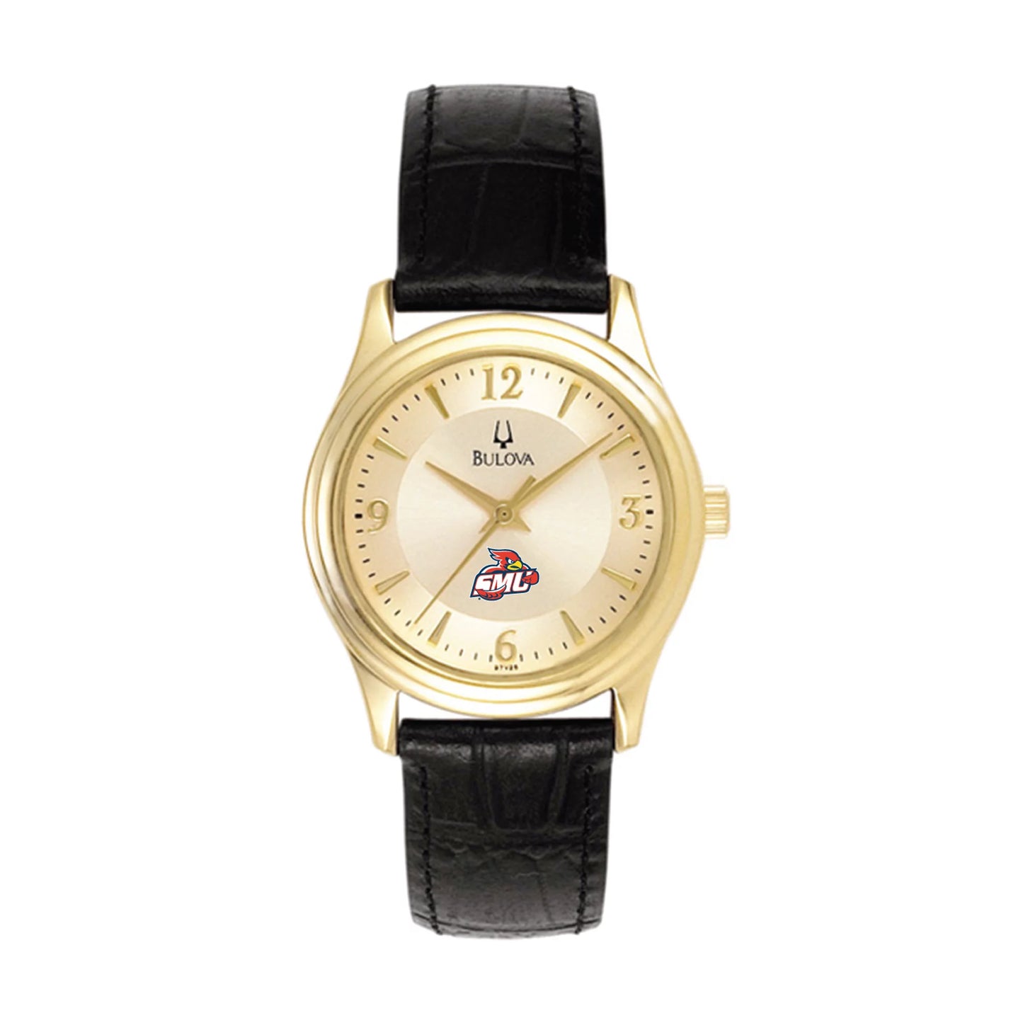 Women's bulova  gold/black st. mary's cardinals stainless steel watch with leather band