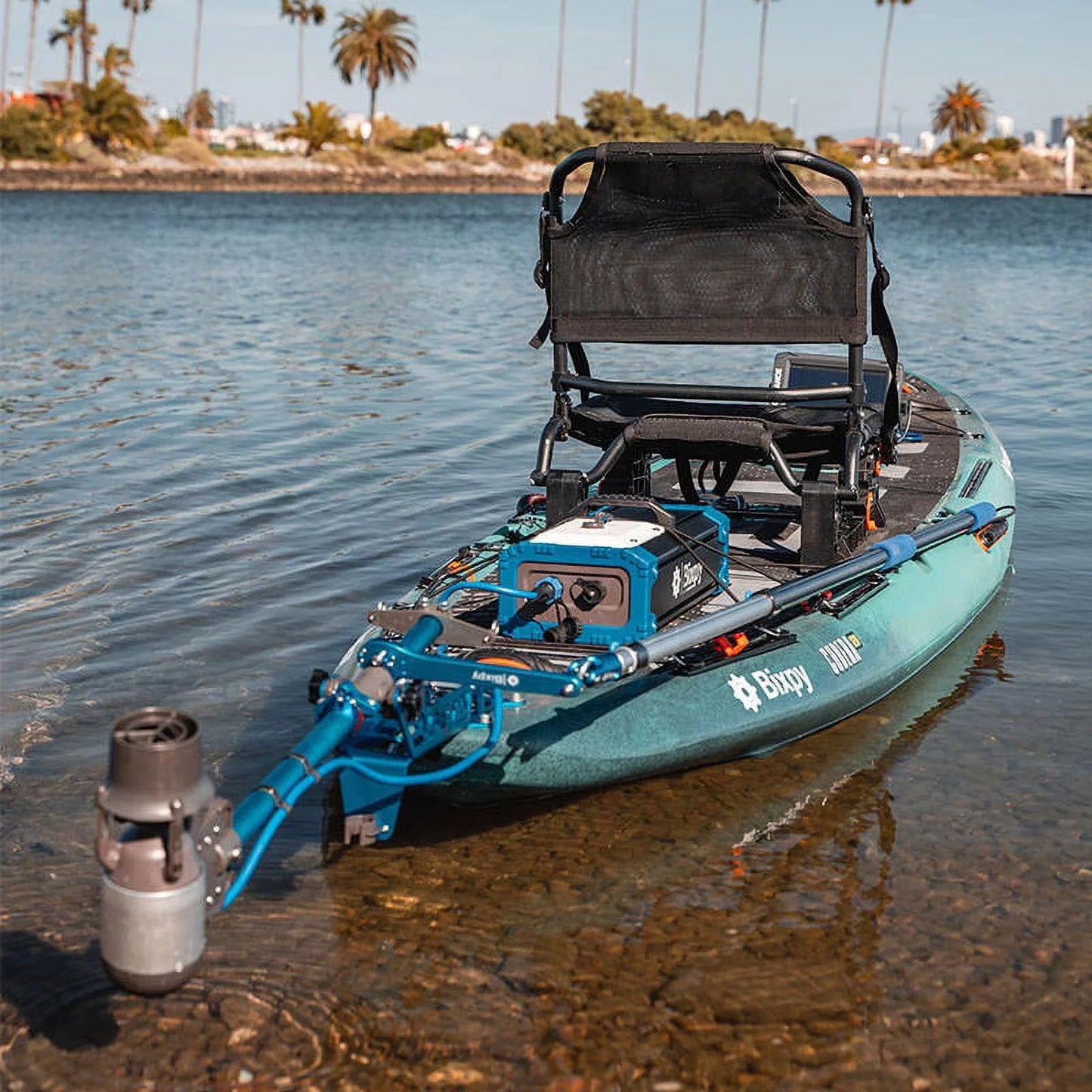 Bixpy k-1 outboard kit with sun80 solar panel - electric marine trolling motor with 378 wh battery,perfect for kayak, inflatable watercraft, paddle boards