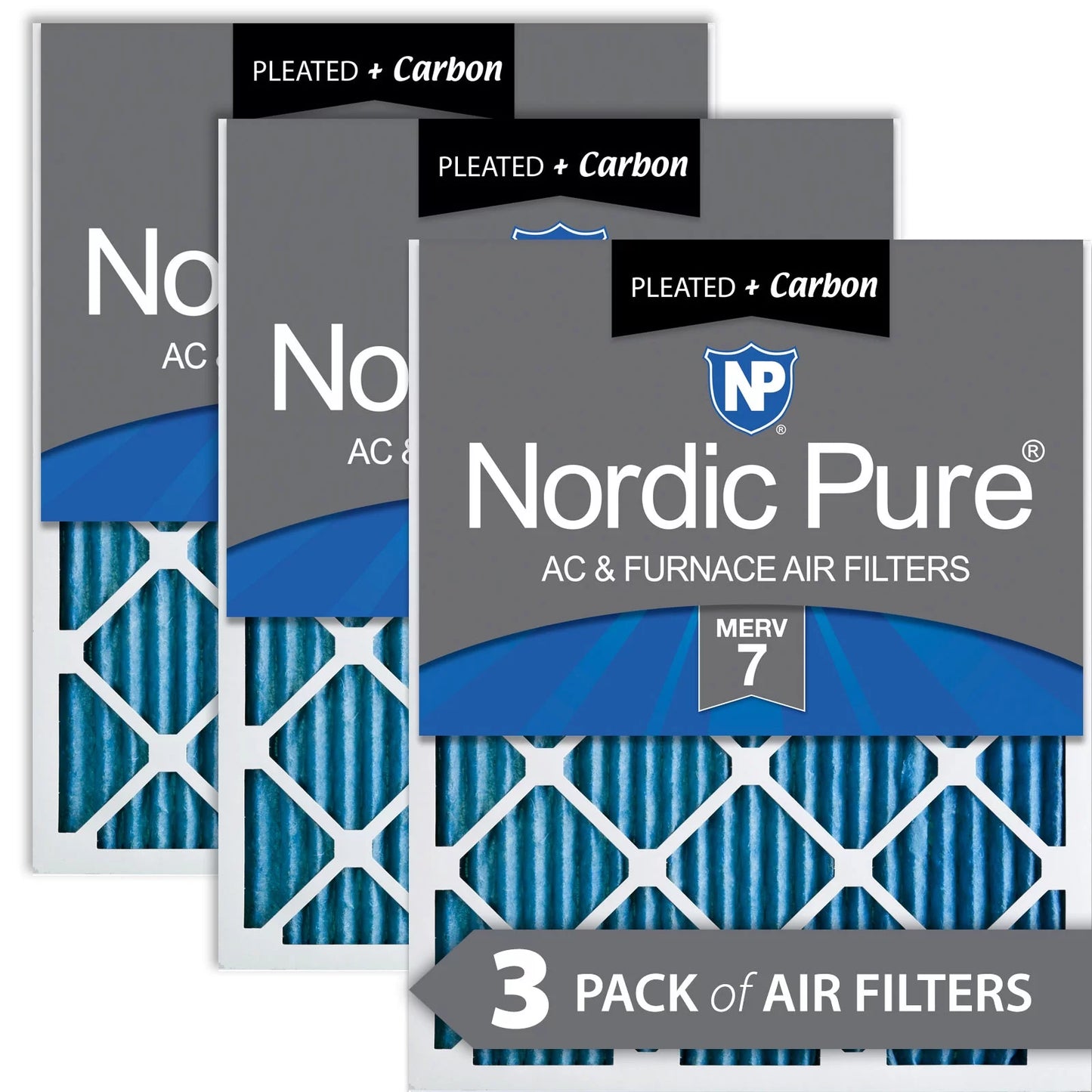 24x24x1 (23_3/8x23_3/8) pleated air filters merv 7 plus carbon 3 pack