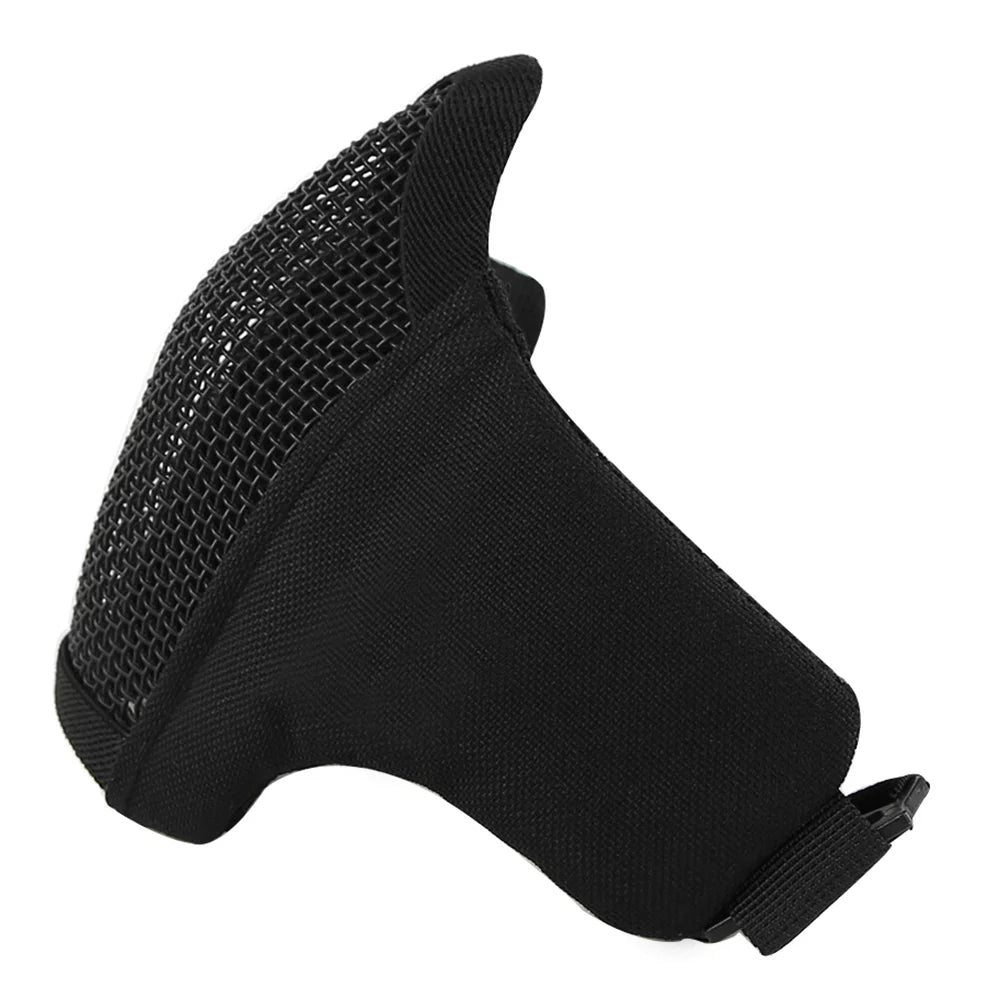 Wosport paintball foldable half face lower unisex mask comfortable adjustable protective prop black