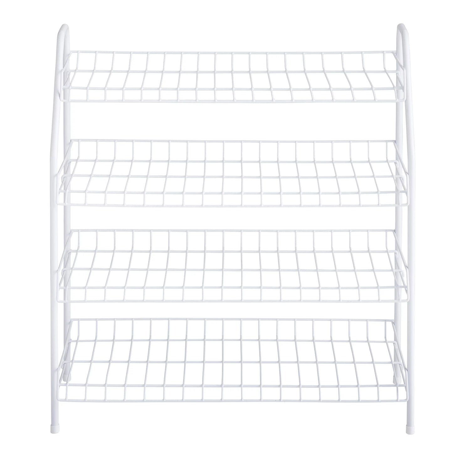 Rubbermaid freestanding 4-tier wire shelf shoe rack and organizer, white