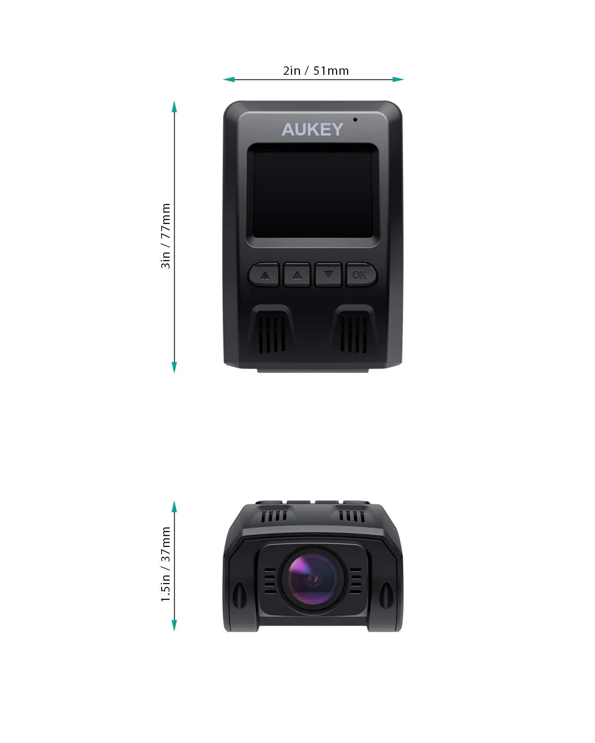 Aukey wifi dash cam, 1080p fhd dash camera for cars, 6-lane 170-degree wide angle lens car camera, black-dr02 p