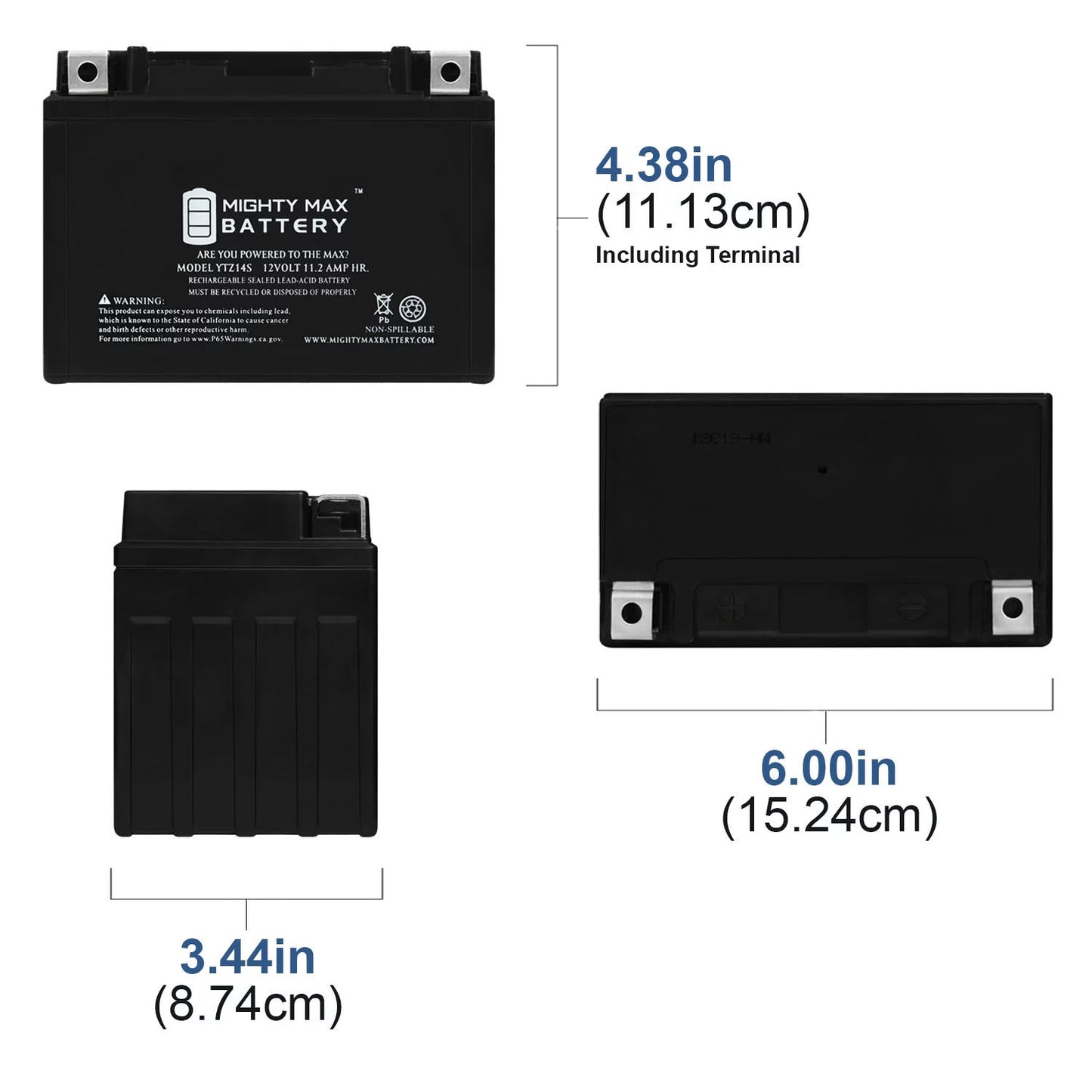 Ytz14s 12v 11.2ah replacement battery compatible with protek etz14s - 8 pack