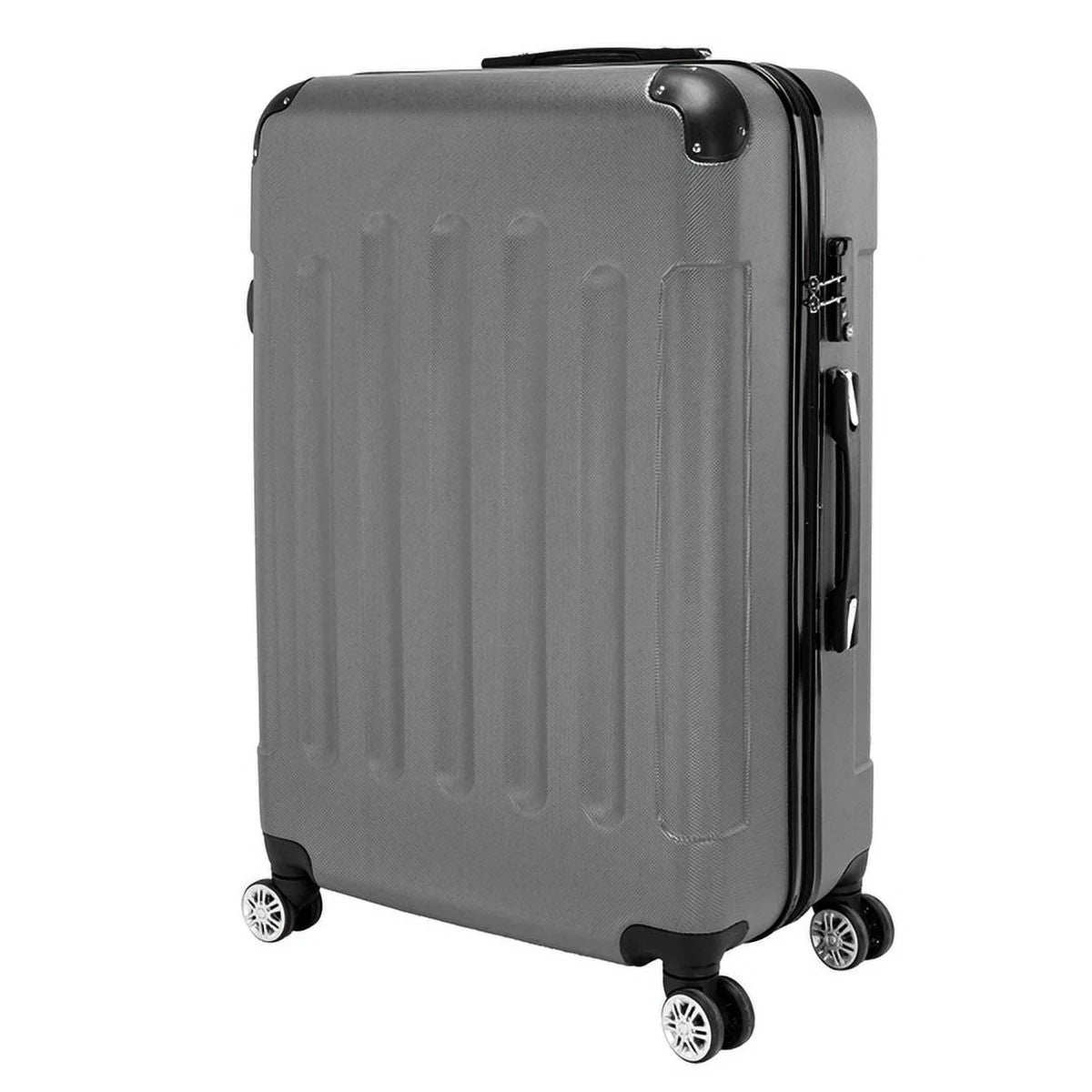 3-in-1 portable abs trolley case 20" / 24" / 28" dark gray - lightweight travel suitcase set