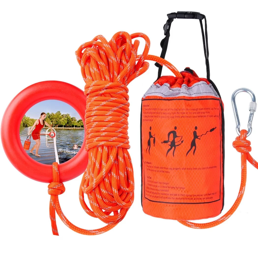 Water rescue throw bag with 70 feet of rope, first aid device for kayaking and rafting, safety equipment for raft and boat