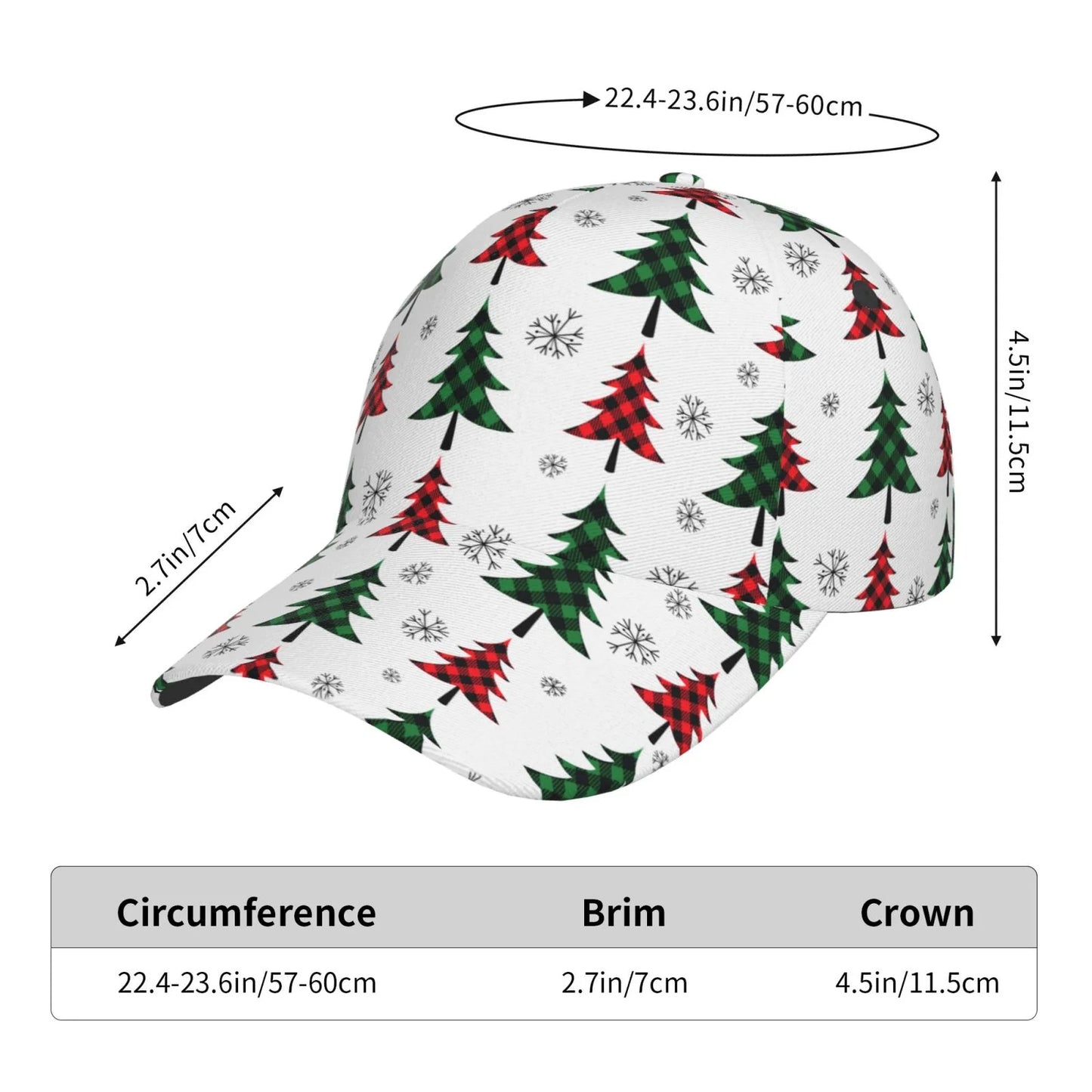 Balery baseball cap adjustable size for running workouts and outdoor activities all seasons dad hat(buffalo plaid christmas trees)