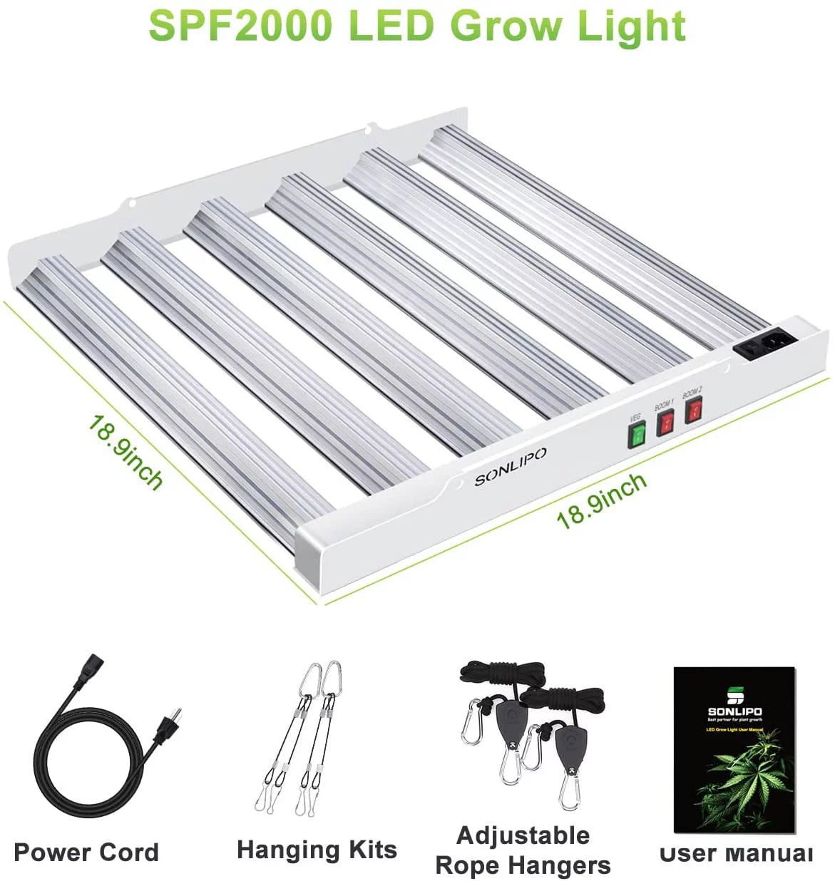 Spf2000 led grow light for indoor plant, 200w 4x4 ft coverage with 998 pcs samsung led, full spectrum with uv&ir grow lamp for hydroponic plants seeding veg and bloom greenhouse growing light us stock