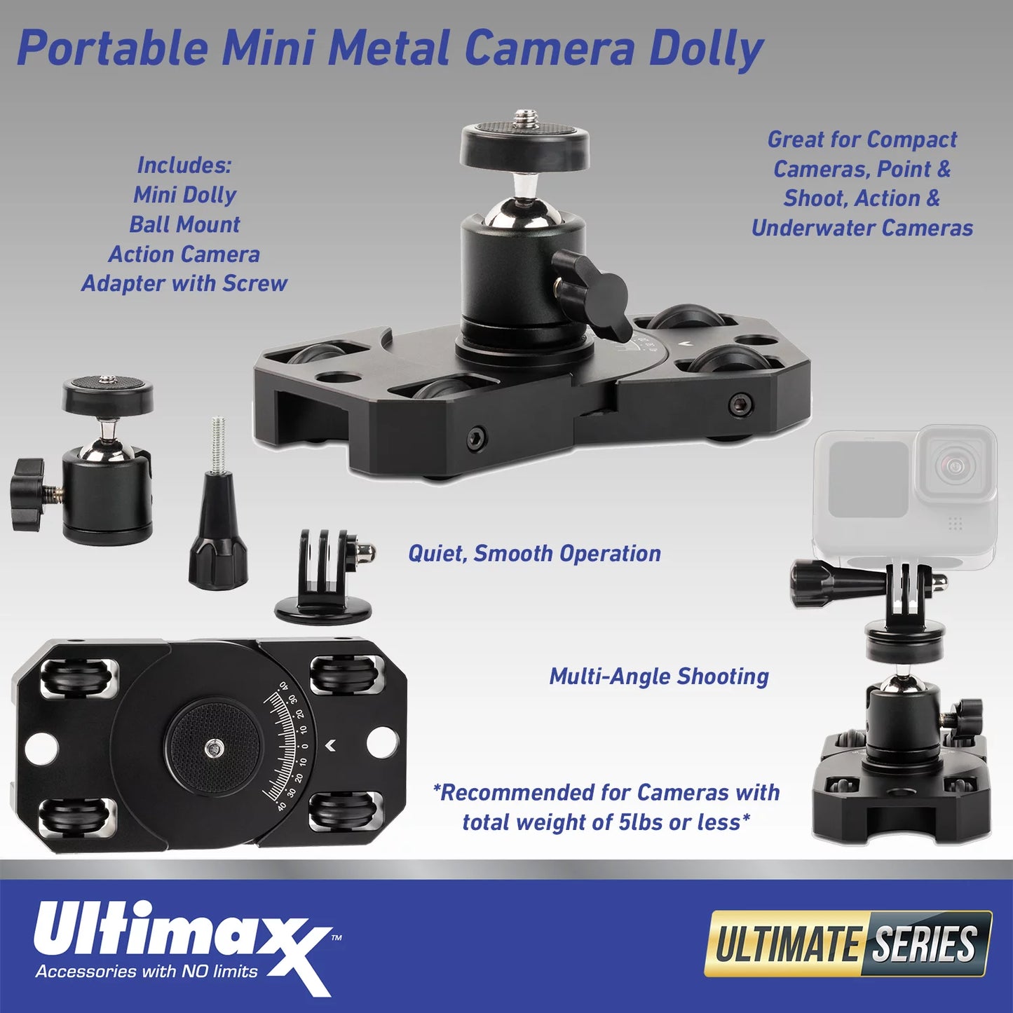 Ultimaxx advanced insta360 go 3 action camera bundle (64gb) - includes: 1/4” screw adapter for action cam mounts, mini metal dolly & more (25pc bundle)