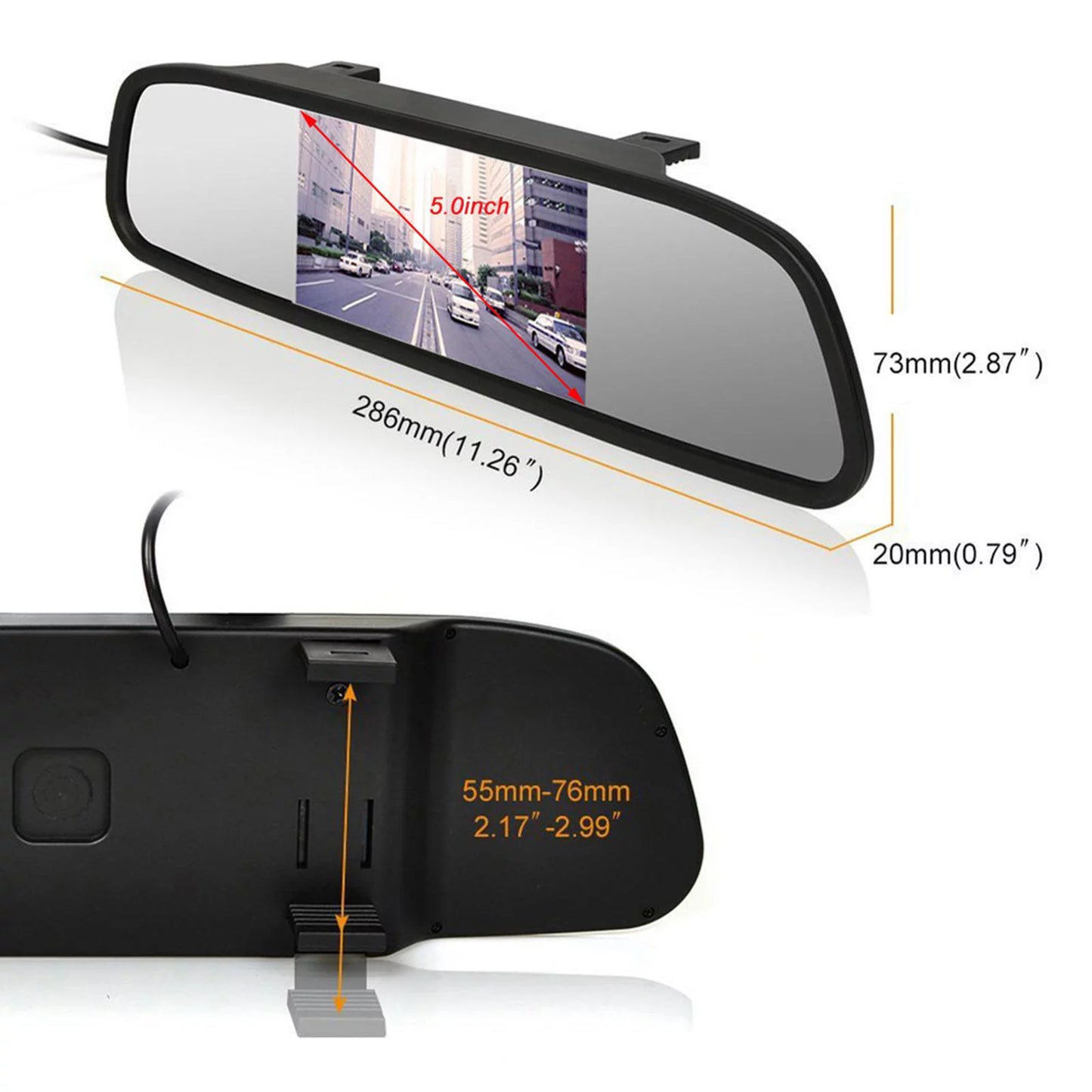 5 inch display car auto rearview mirror video monitor with reversing camera