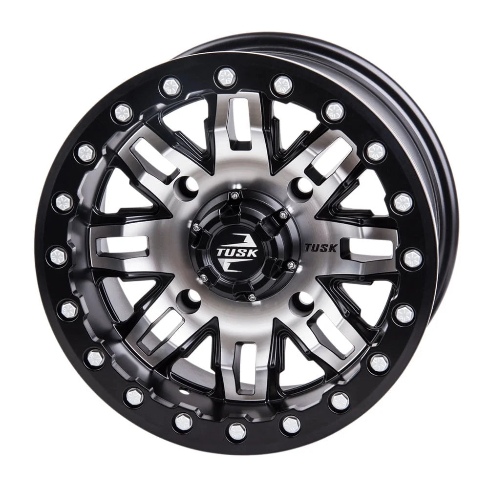 (2 pack) 4/156 tusk teton beadlock wheel 14x7 4.0 + 3.0 machined/black for yamaha wolverine rmax 2 1000 sport 2022