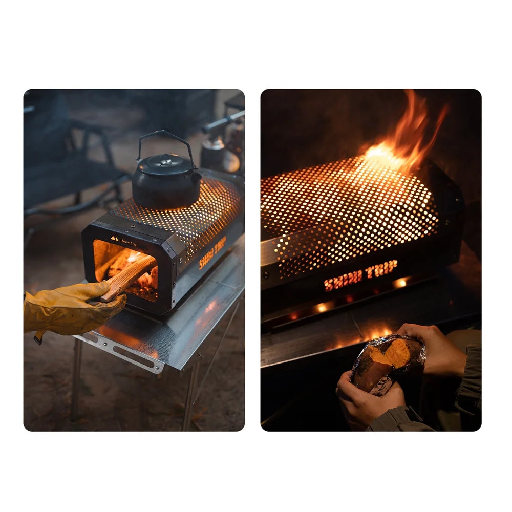 Shinetrip campfire grill for cooking outdoors, stainless steel heating stove