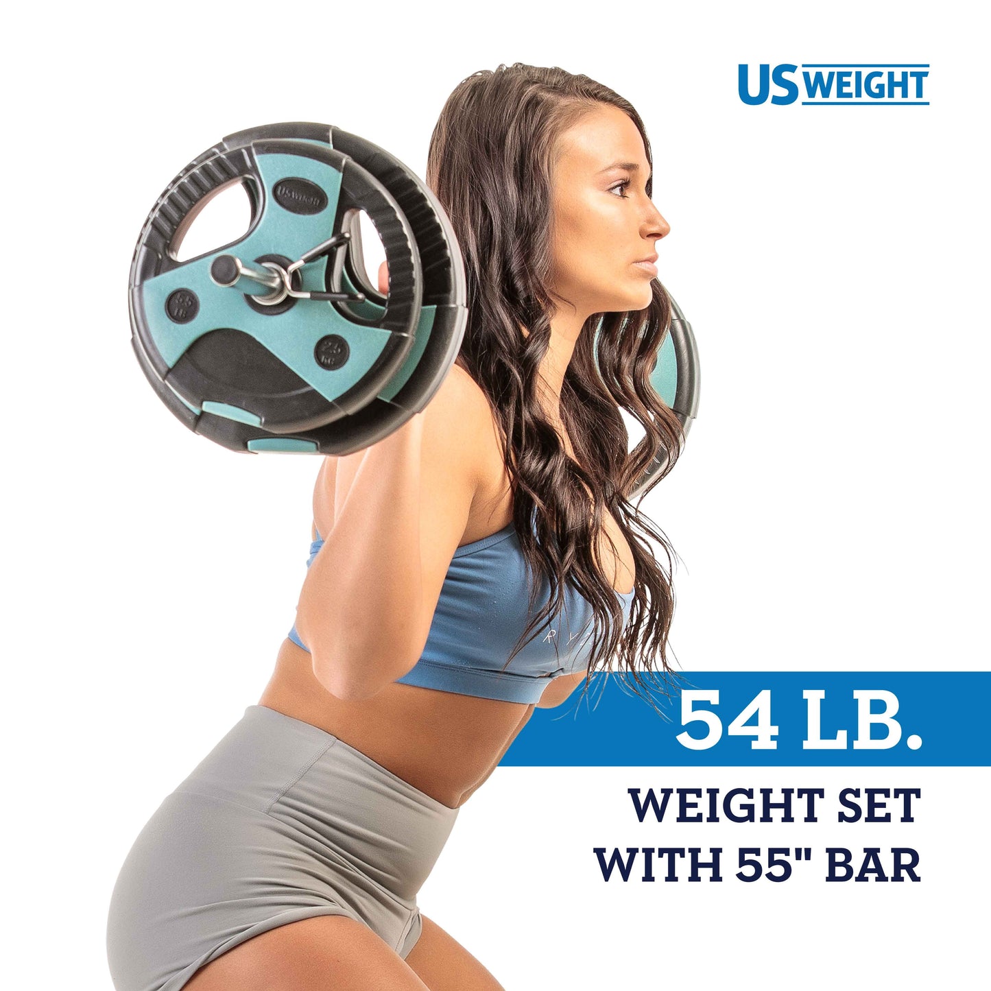 Us weight 54 lb. weight set with 55-inch bar and grip weight plates