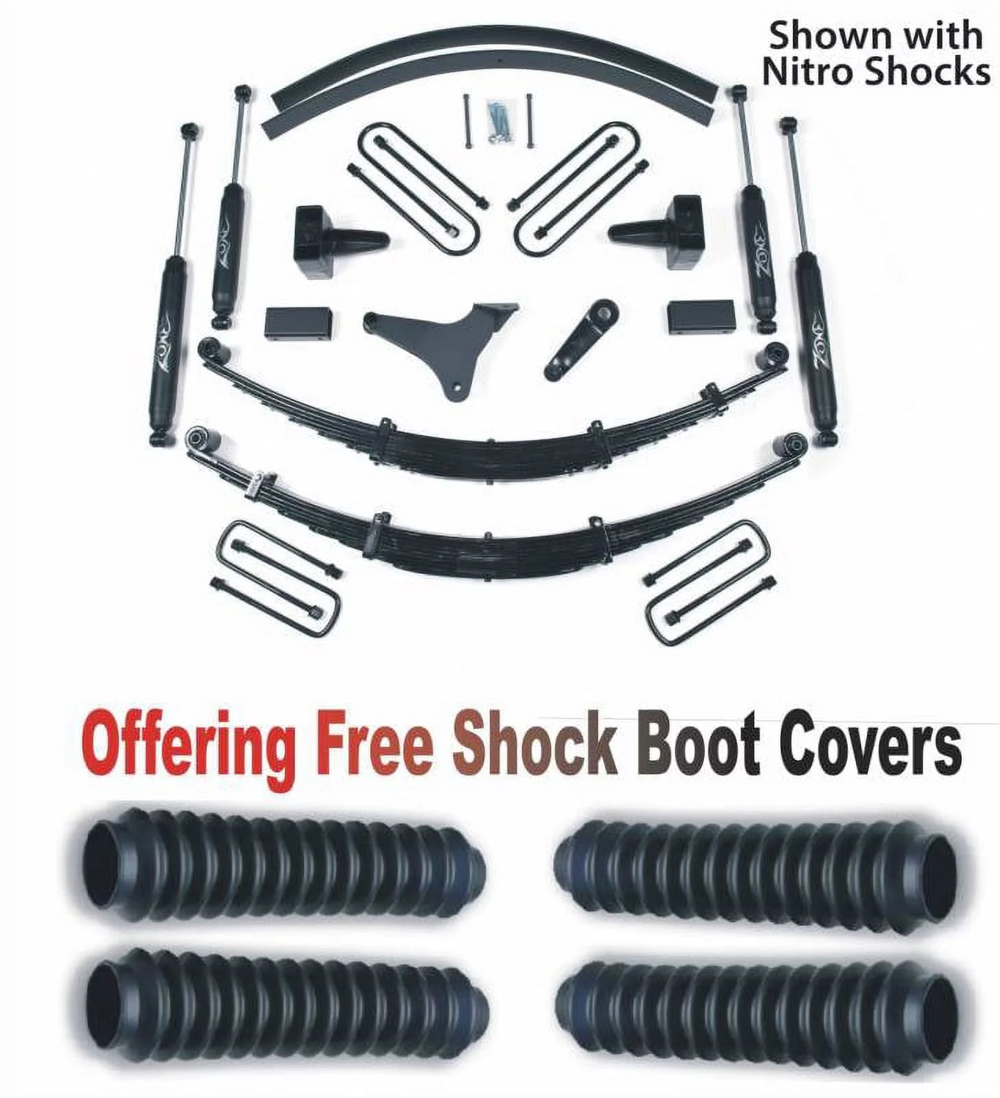 Zone offroad 1999 ford f250 4wd 6in suspension system with free boot protectors zonf44n