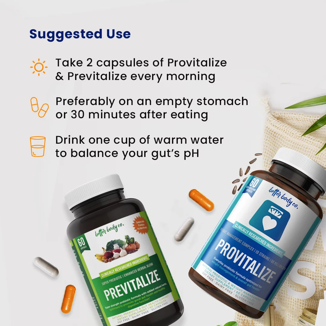 Better body co. slim gut bundle, probiotic and prebiotic for menopause, weight, low energy, mood swings, gut health