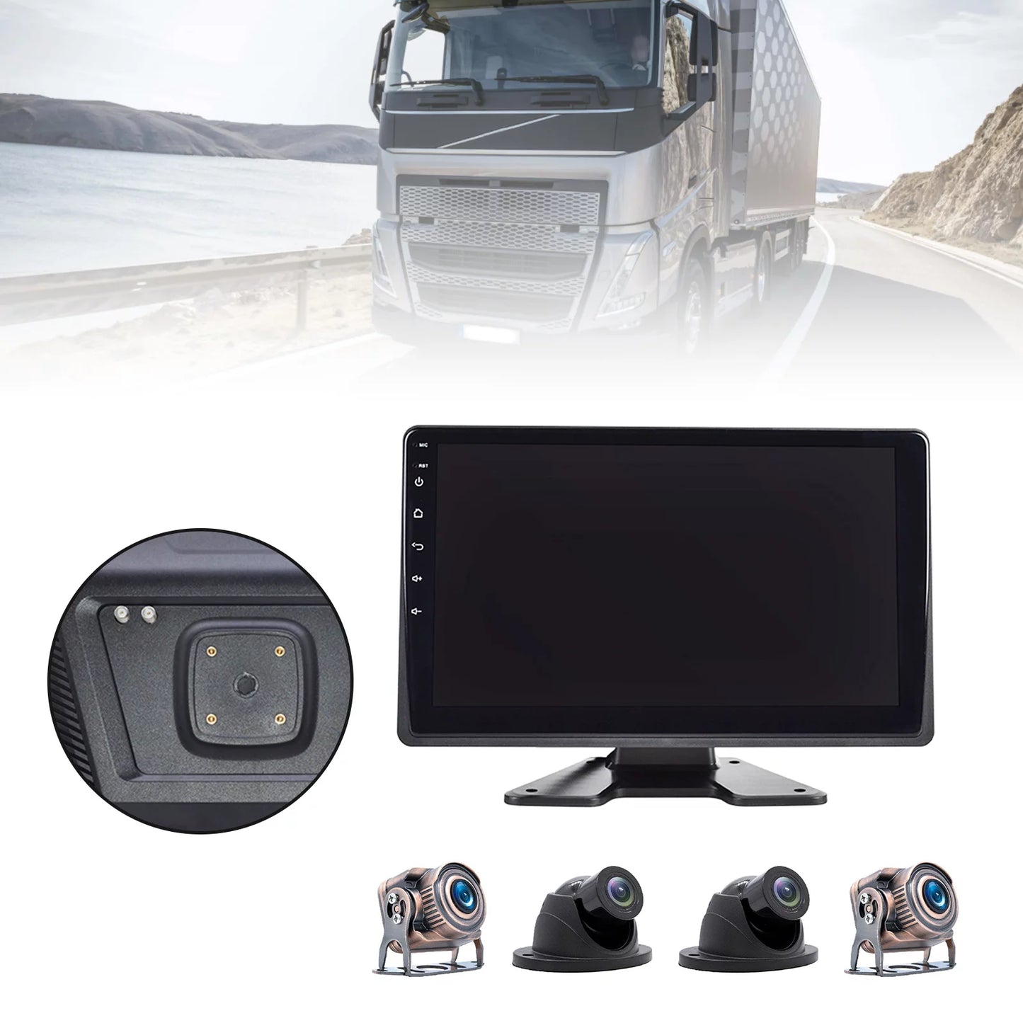 10.1"monitor dvr driving video recorder touch screen gps for rv truck bus camera b