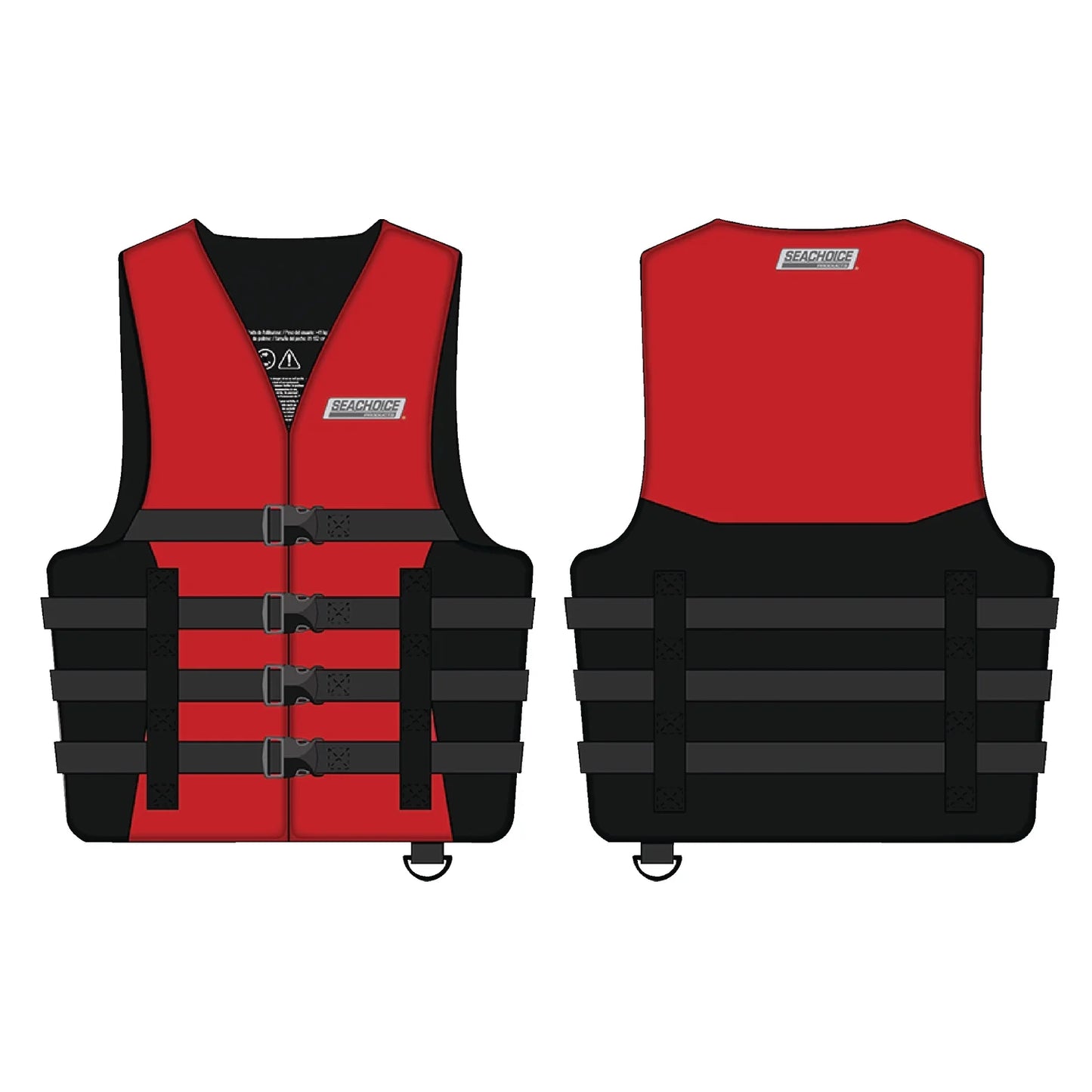 Seachoice 85383 ski vest pfd - 4-belt red, small/medium