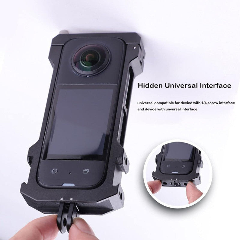 Aluminum alloy utility frame cage for insta360 x3 cold shoe bezel mount protective case frame panoramic action camera accessories