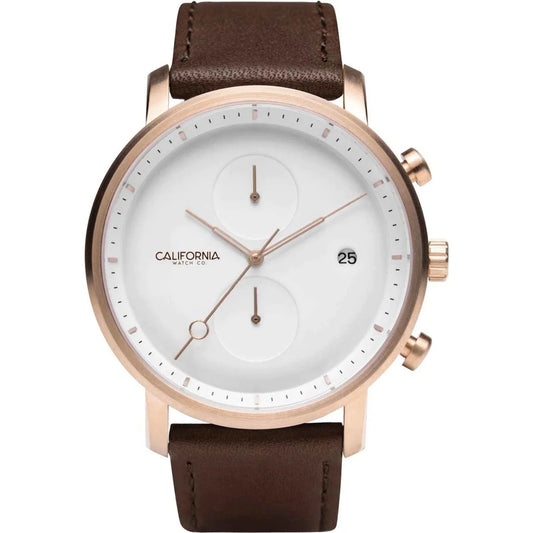 California watch co. golden gate chrono leather rose gold white