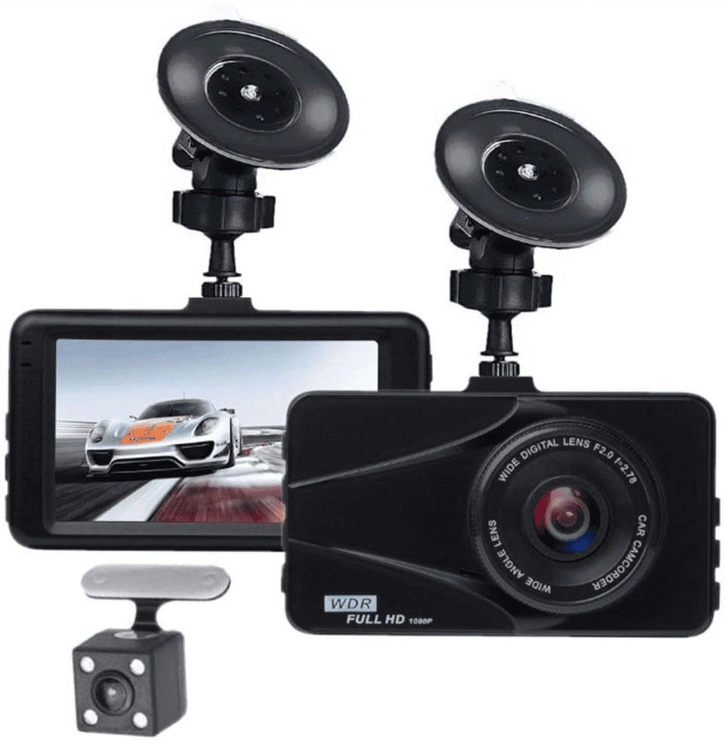 T670 plus dvr dash cam for dodge dual travel recorder full hd 3" lcd screen 170° wide angle, wdr, g-sensor, loop recording motion detection excellent video images