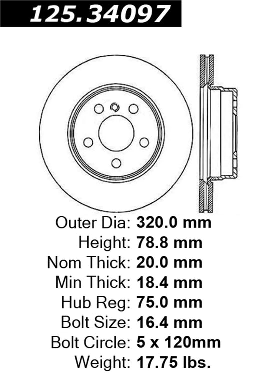 Centric parts - hi-carbon disc fits select: 2011-2018 bmw x5 xdrive35i, 2007-2008 bmw x5 3.0i